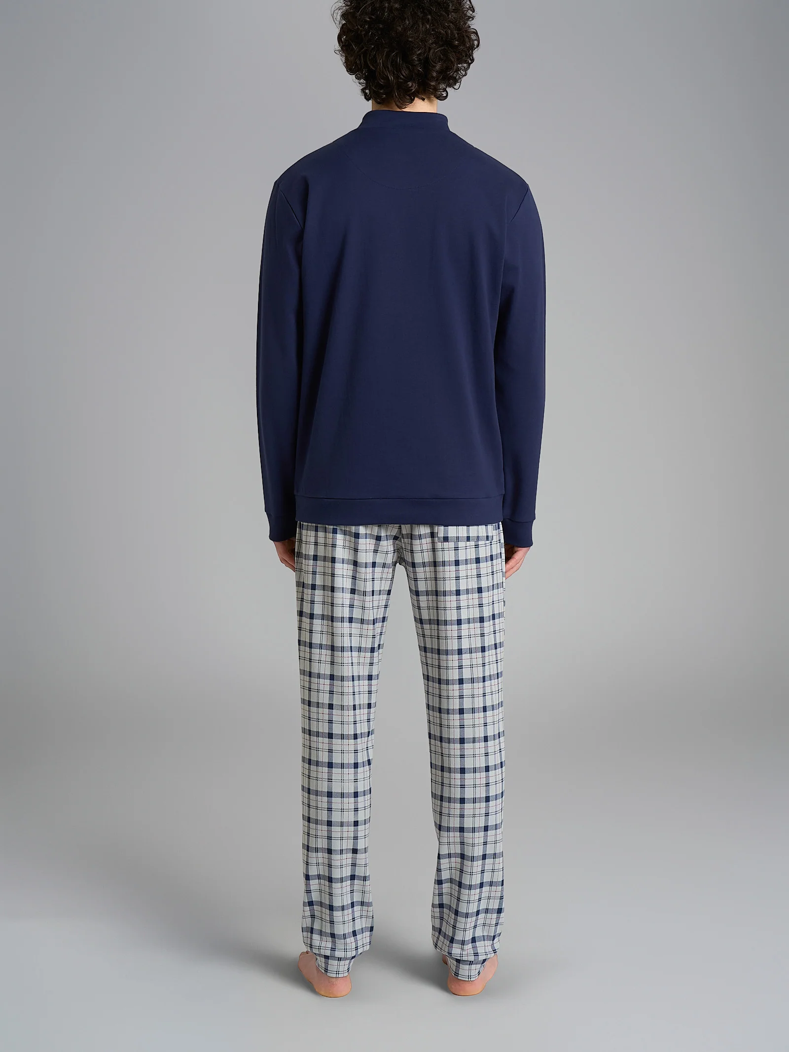 Pigiama lupetto con fantasia tartan in interlock di cotone - Fant.High-rise Tartan - Image 2