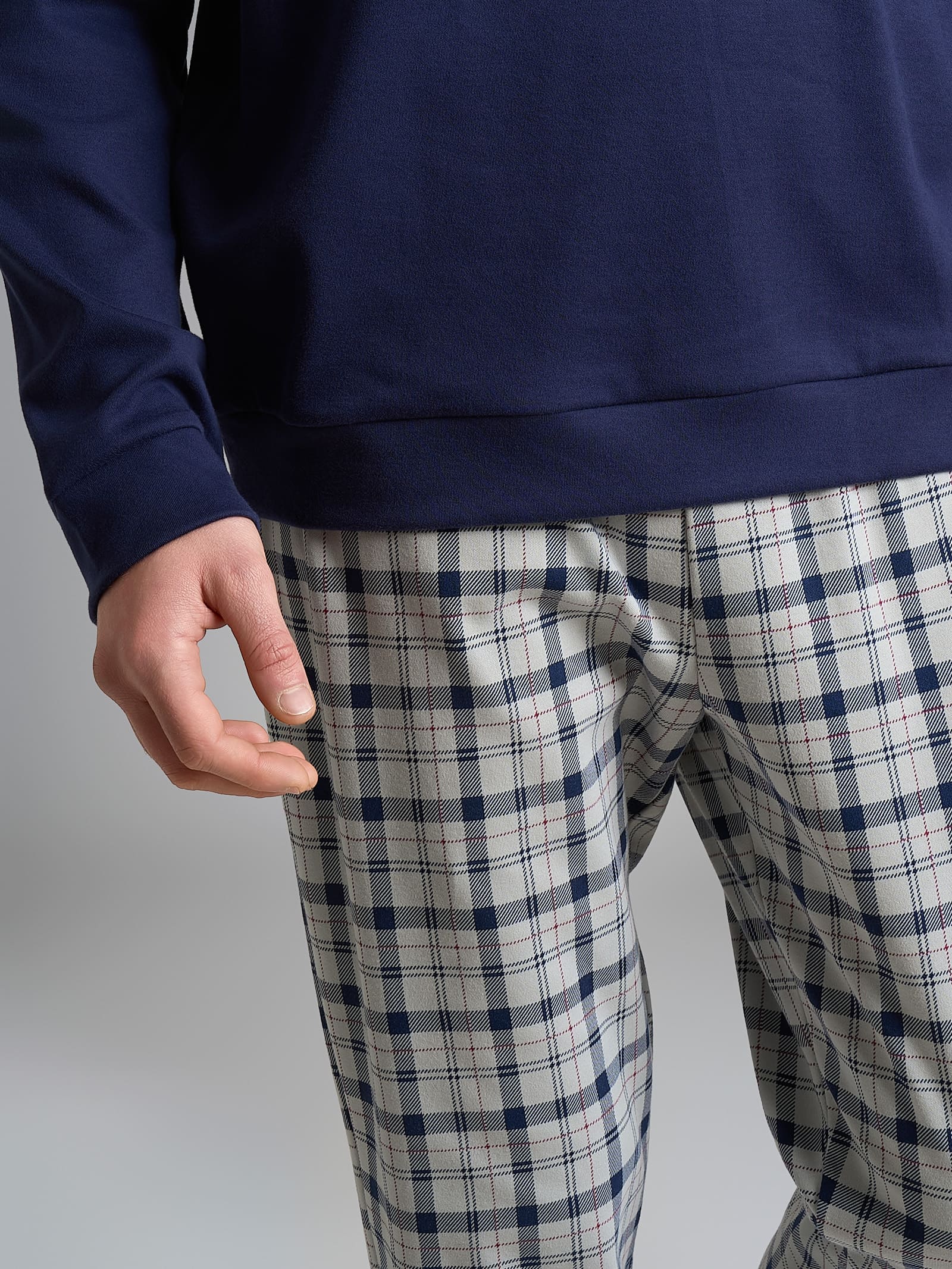 Pigiama lupetto con fantasia tartan in interlock di cotone - Fant.High-rise Tartan - Image 4