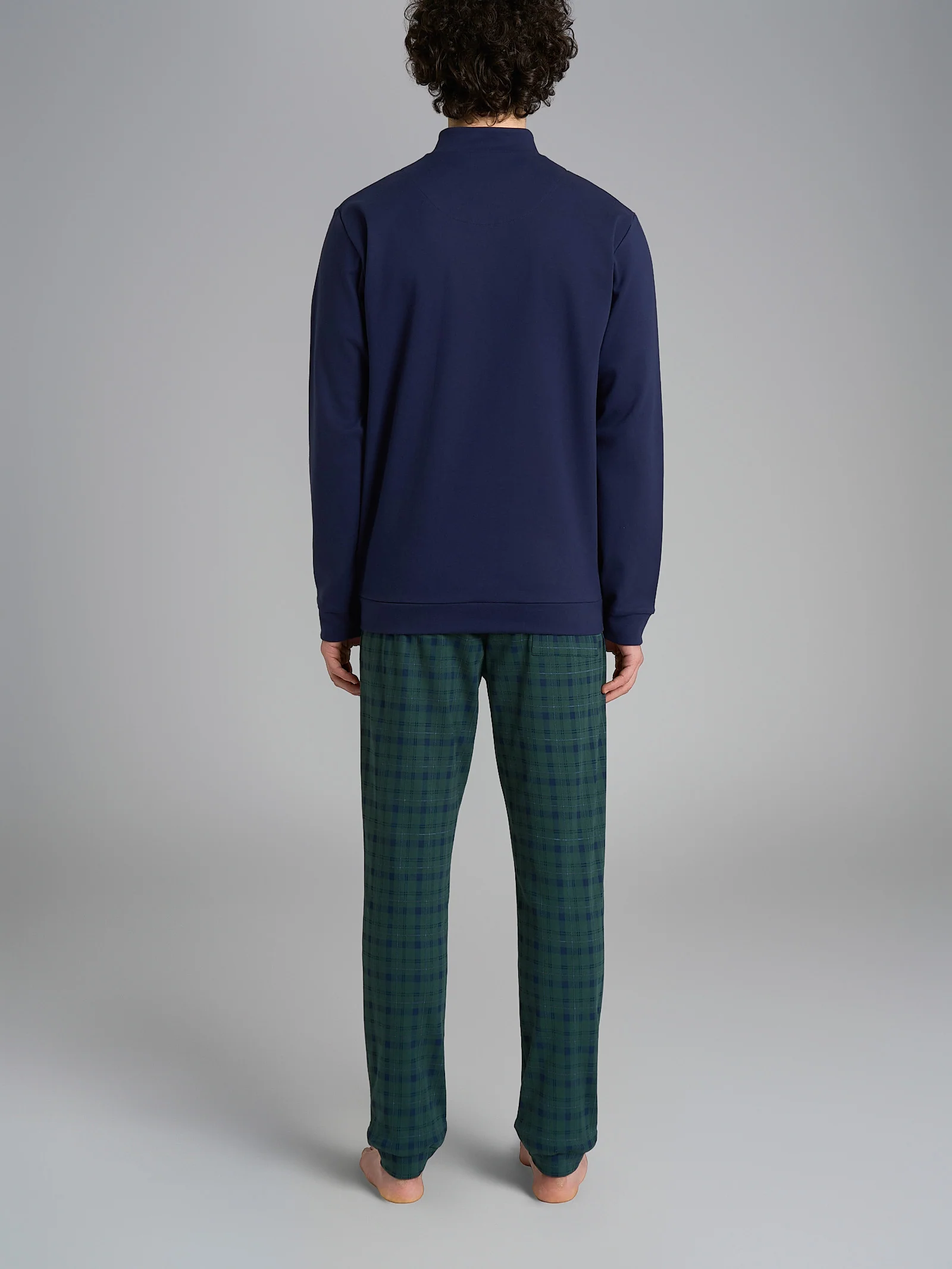 Pigiama lupetto con fantasia tartan in interlock di cotone - Fant.Trekking Green Tartan - Image 2