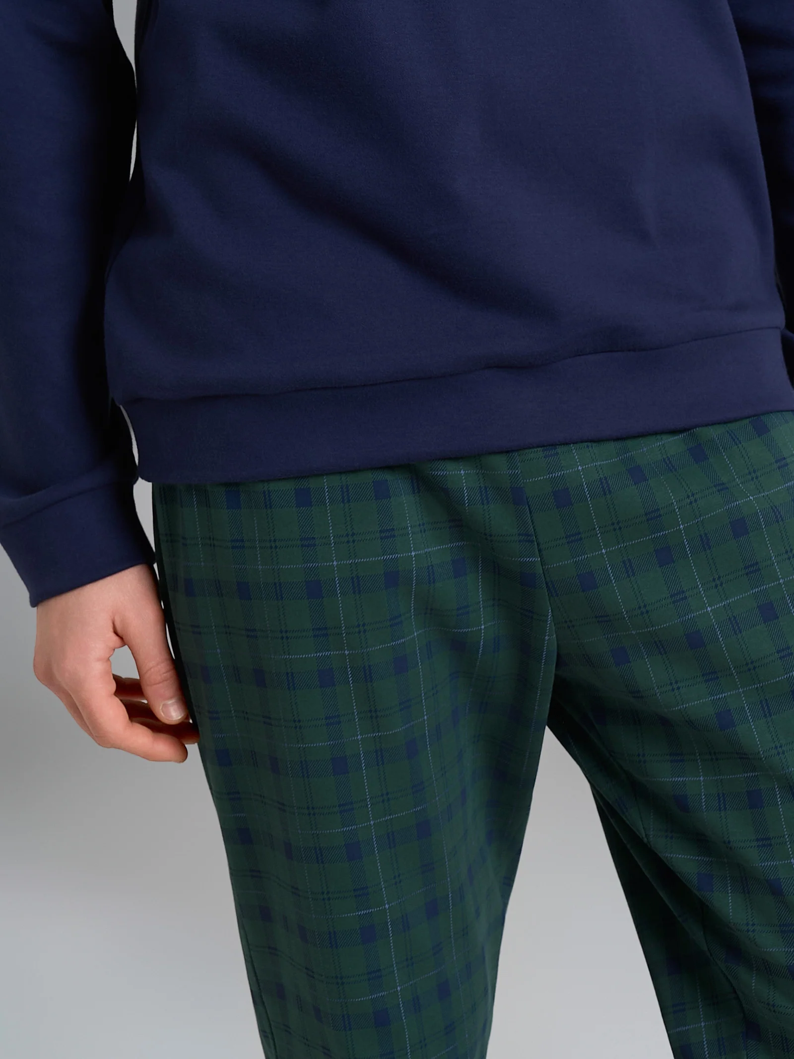 Pigiama lupetto con fantasia tartan in interlock di cotone - Fant.Trekking Green Tartan - Image 3