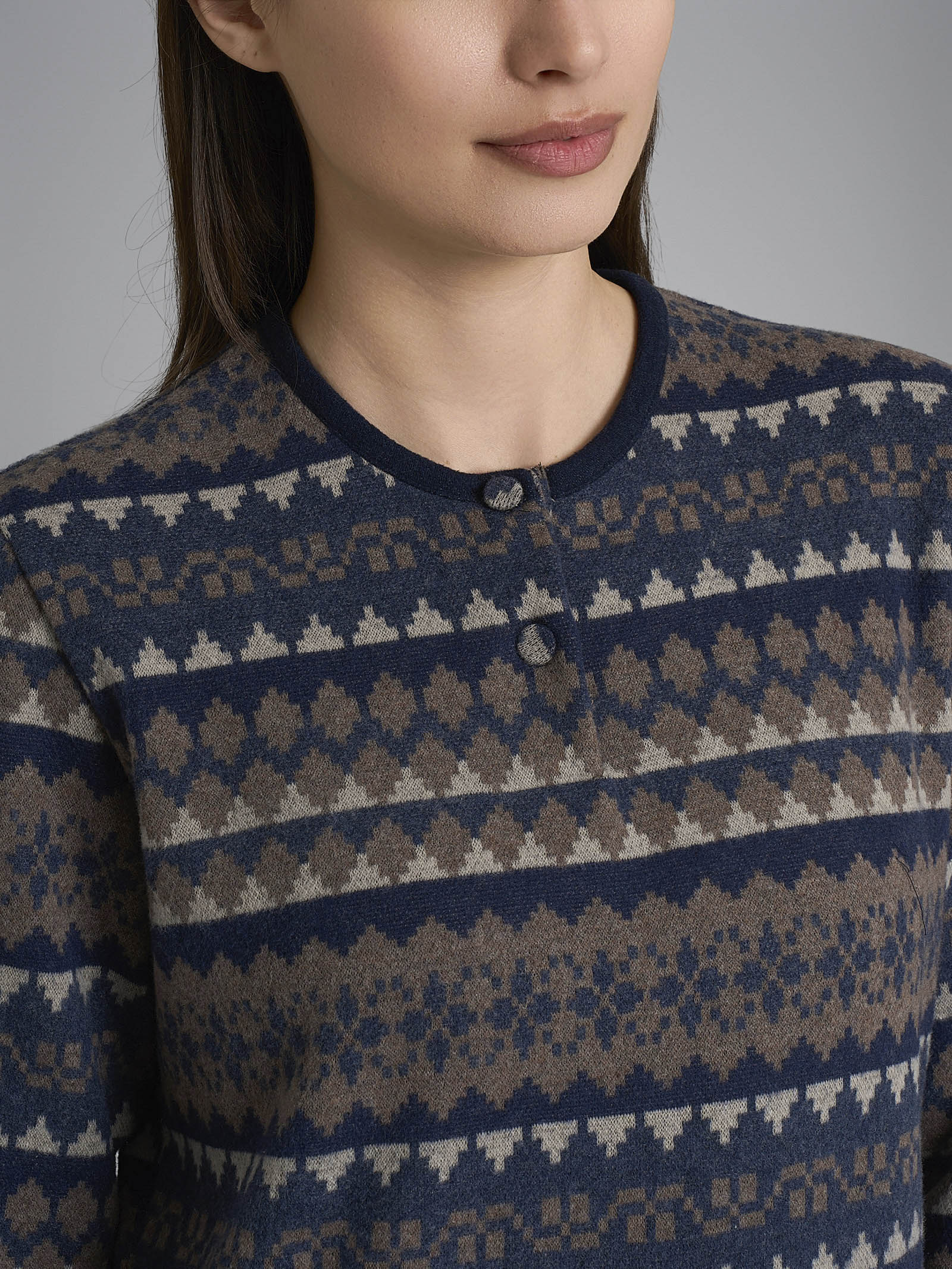 Pigiama nordico a serafino in Cotton Eco Pile - Fant.Tenebre - Image 3
