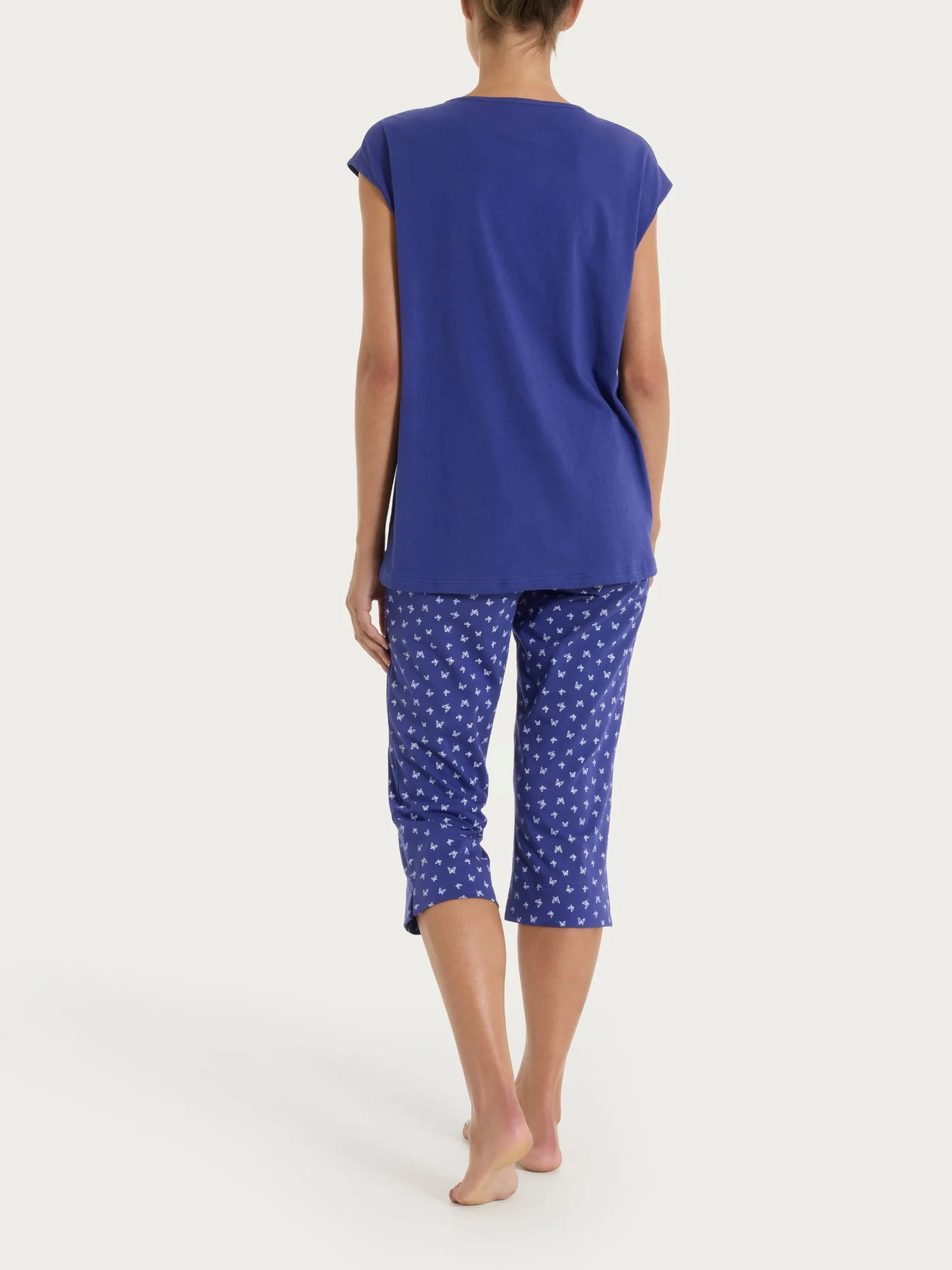 Pigiama pinocchietto con stampe in Jersey di Cotone - Fant. Navy Blue - Image 2