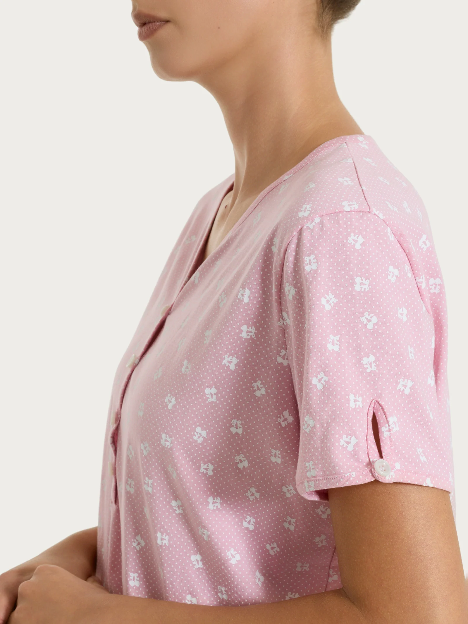 Pigiama pinocchietto in fantasia in Jersey di cotone 40-50 - Fant. Cameo Pink - Image 4