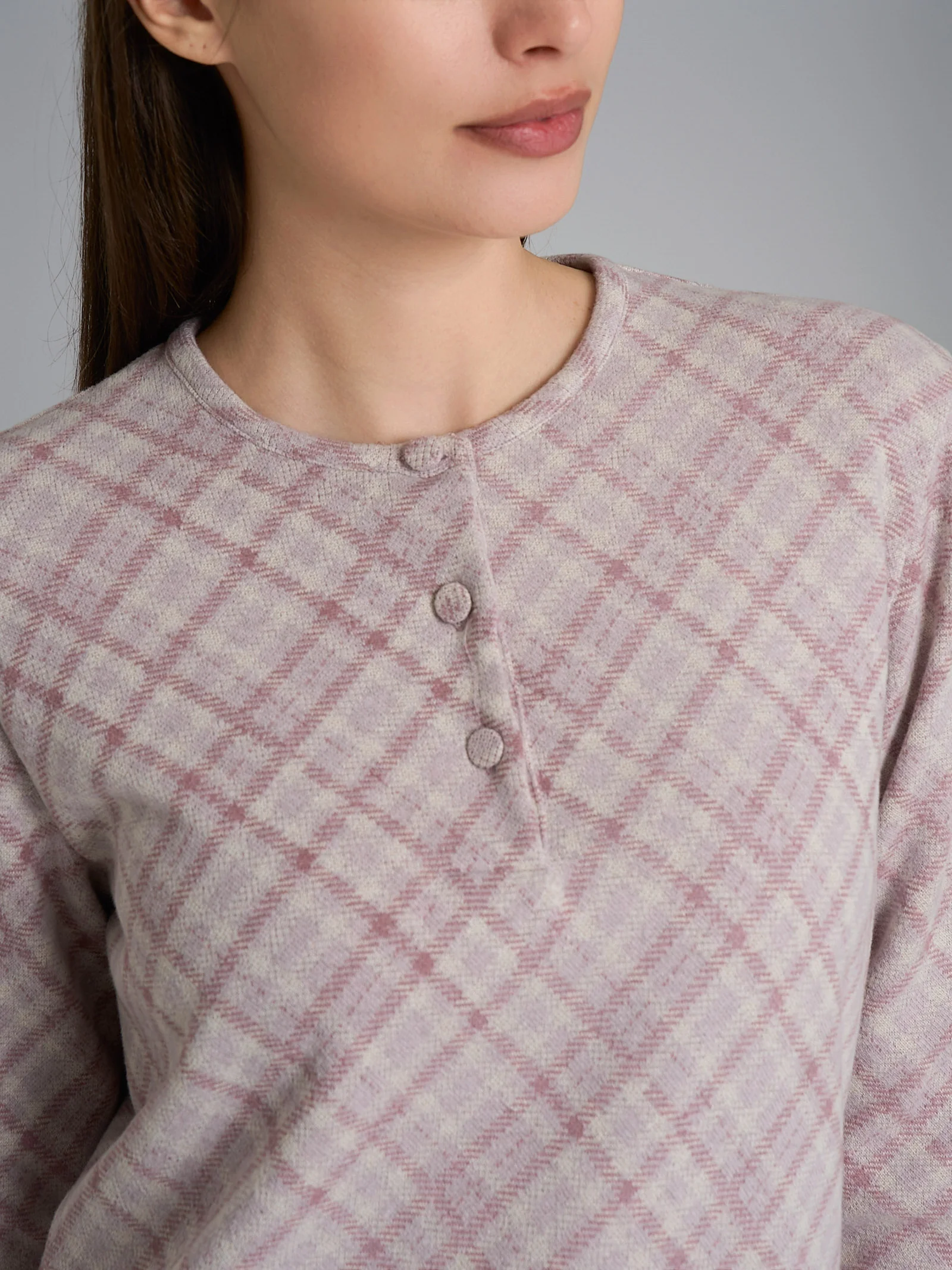Pigiama serafino con fantasia in Cotton Eco Pile - Fant.Mirtillo - Image 3