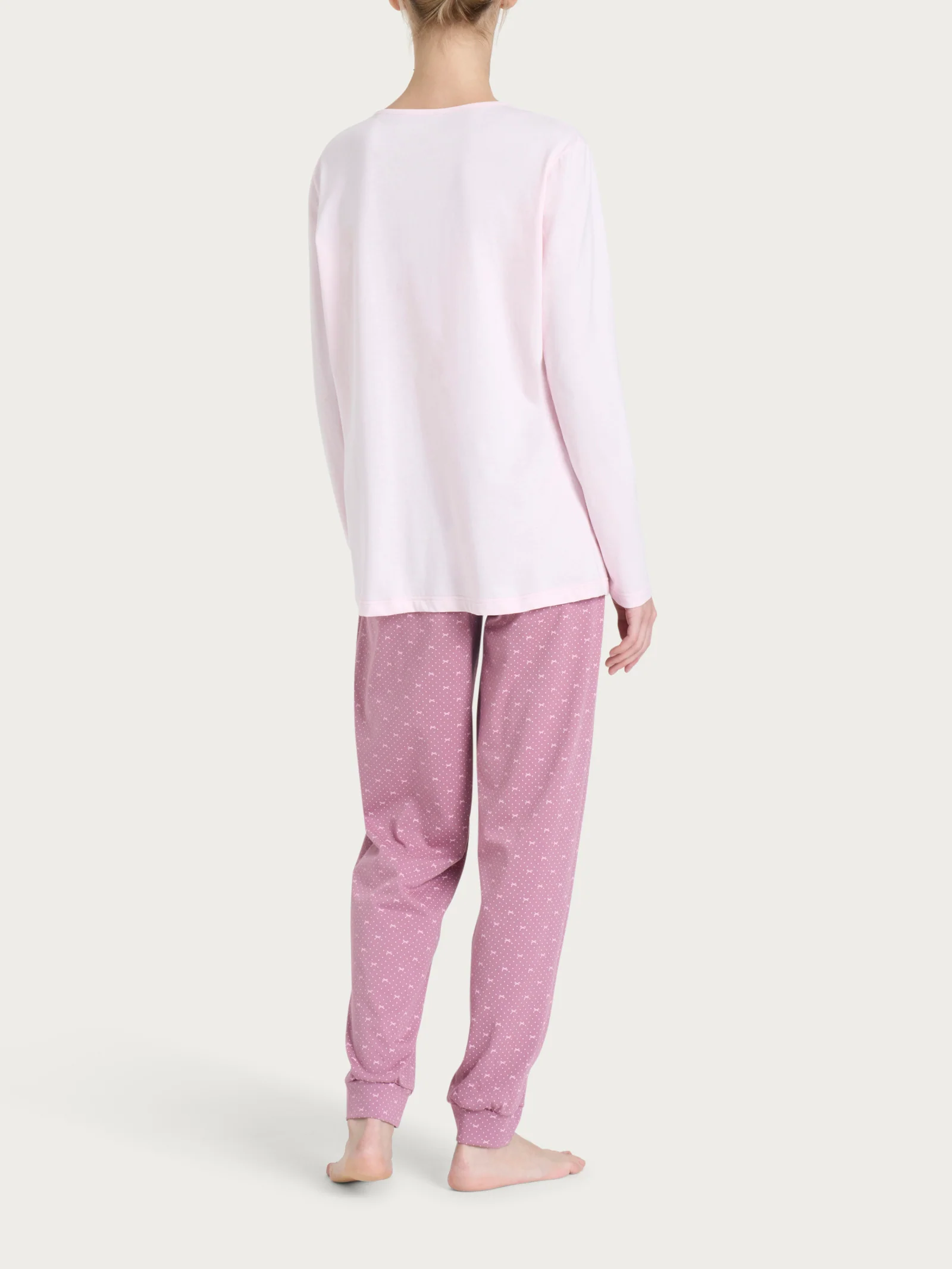 Pigiama serafino con fantasia in Jersey di cotone - Fant. Pink a boo - Image 2