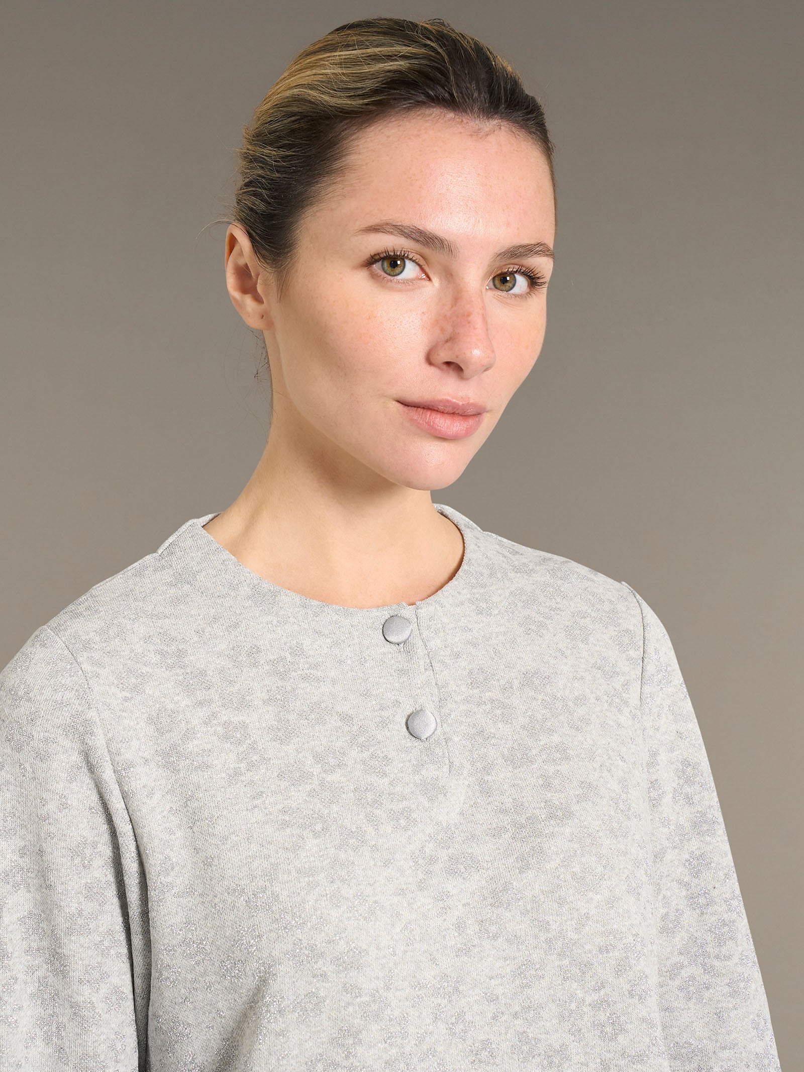 Pigiama serafino in Cotton Eco Pile e Lurex - Fant.Vapore Mel. - Image 3