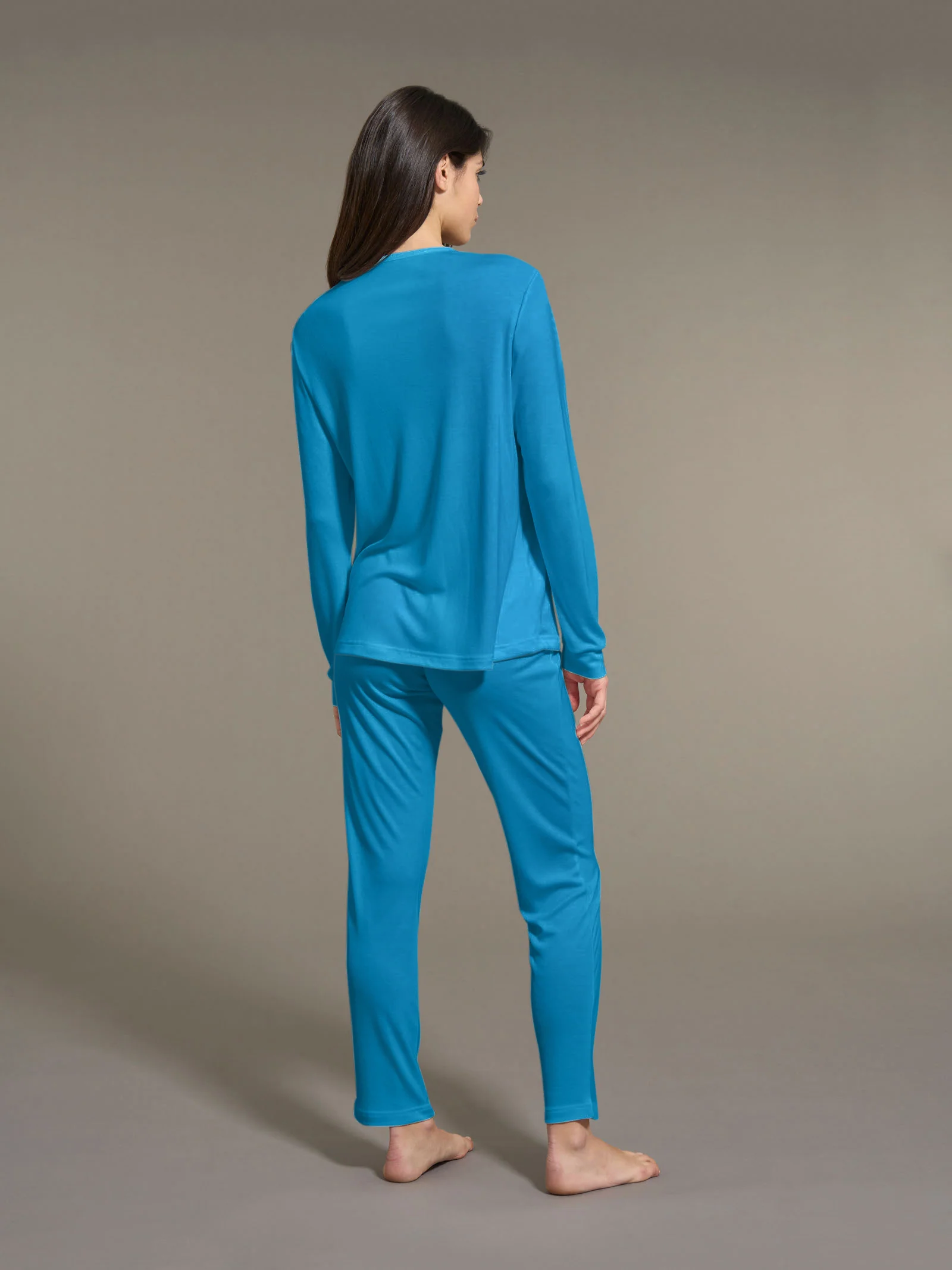 Pigiama serafino in Interlock Micromodal - Vallarta Blue - Image 2