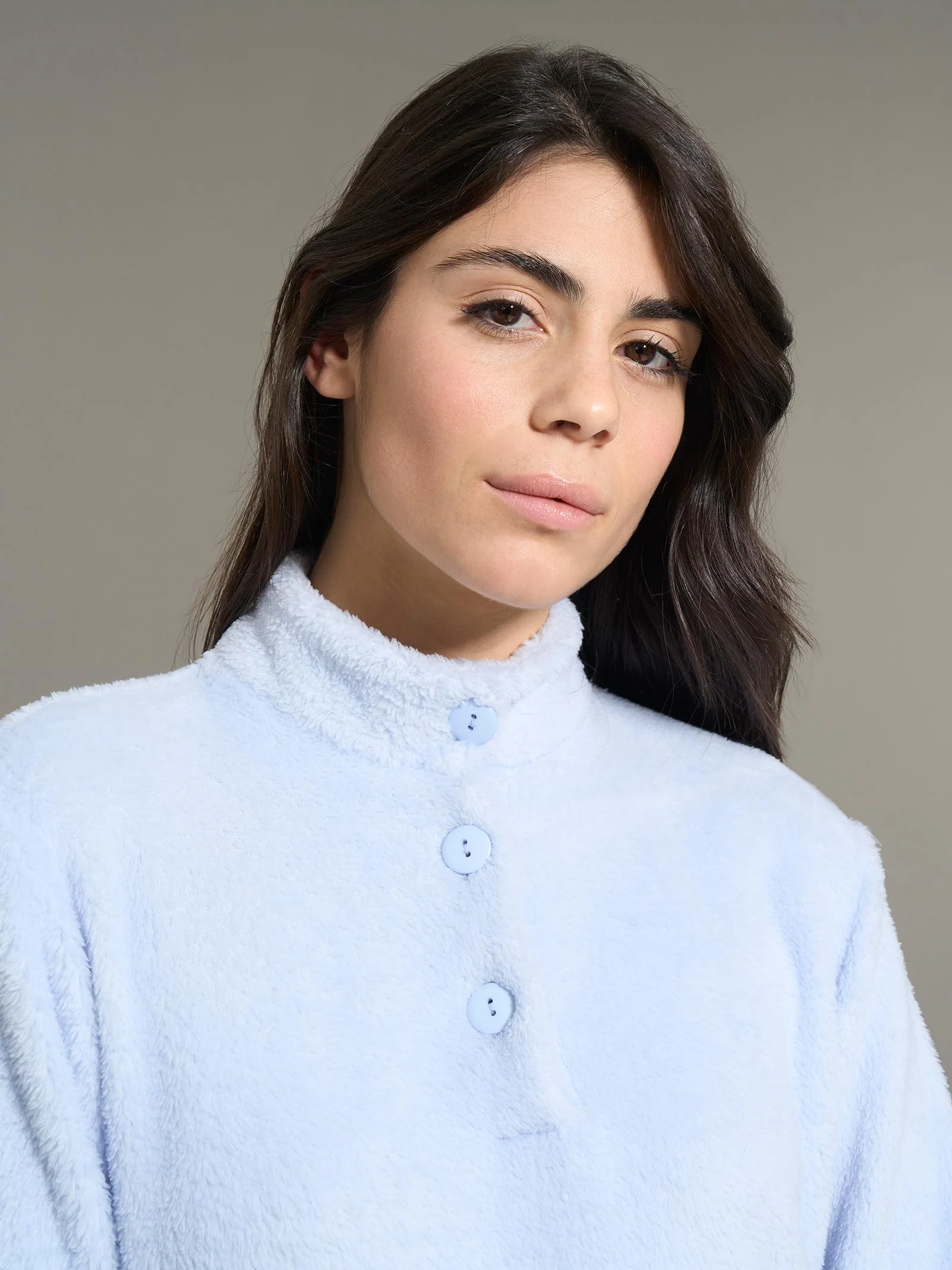 Pigiama serafino in Polar Fleece - Xenon Blue - Image 3