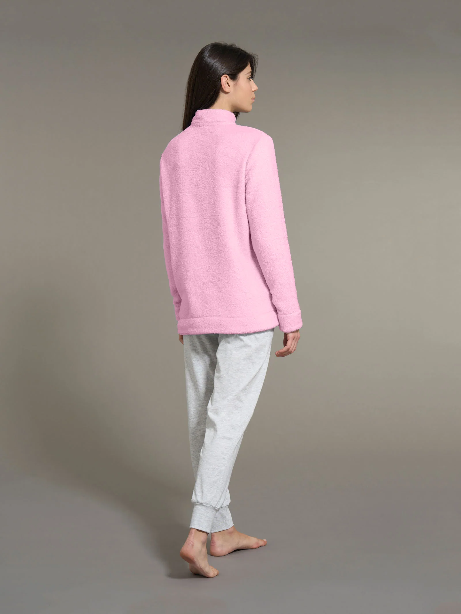 Pigiama serafino in Polar Fleece - Mauve Mist - Image 2