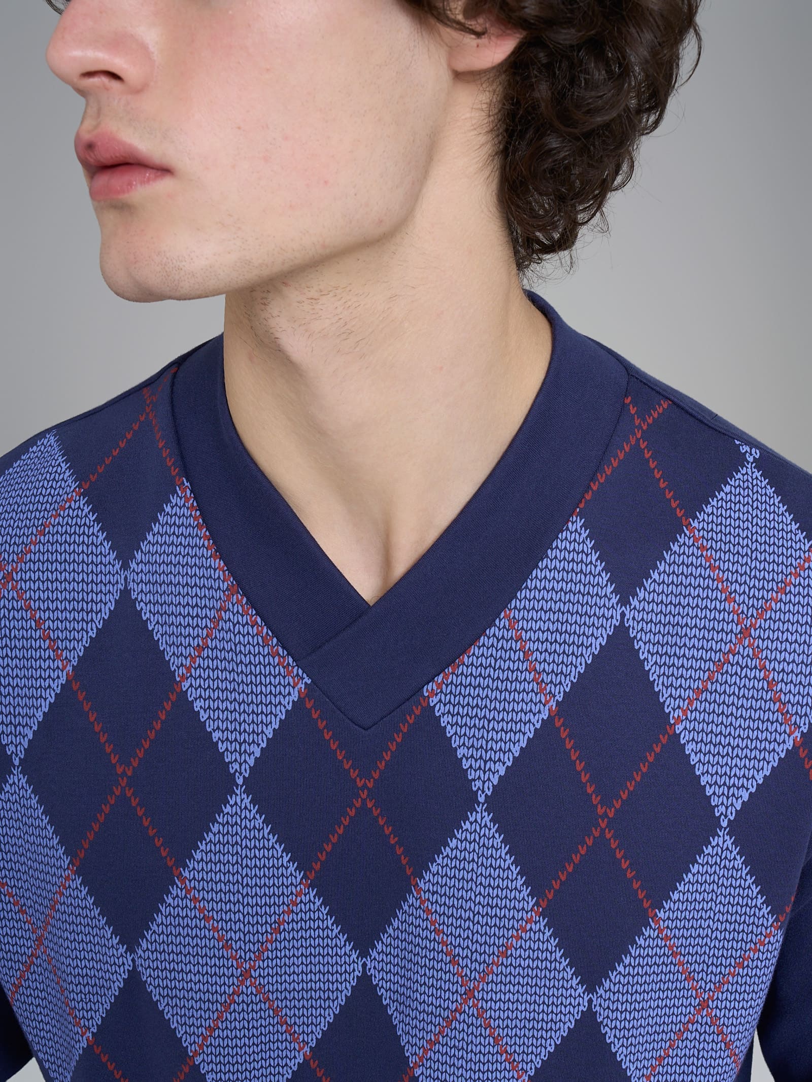 Pigiama tartan con scollo a V in interlock di cotone - Fant. Naval Academy - Image 3