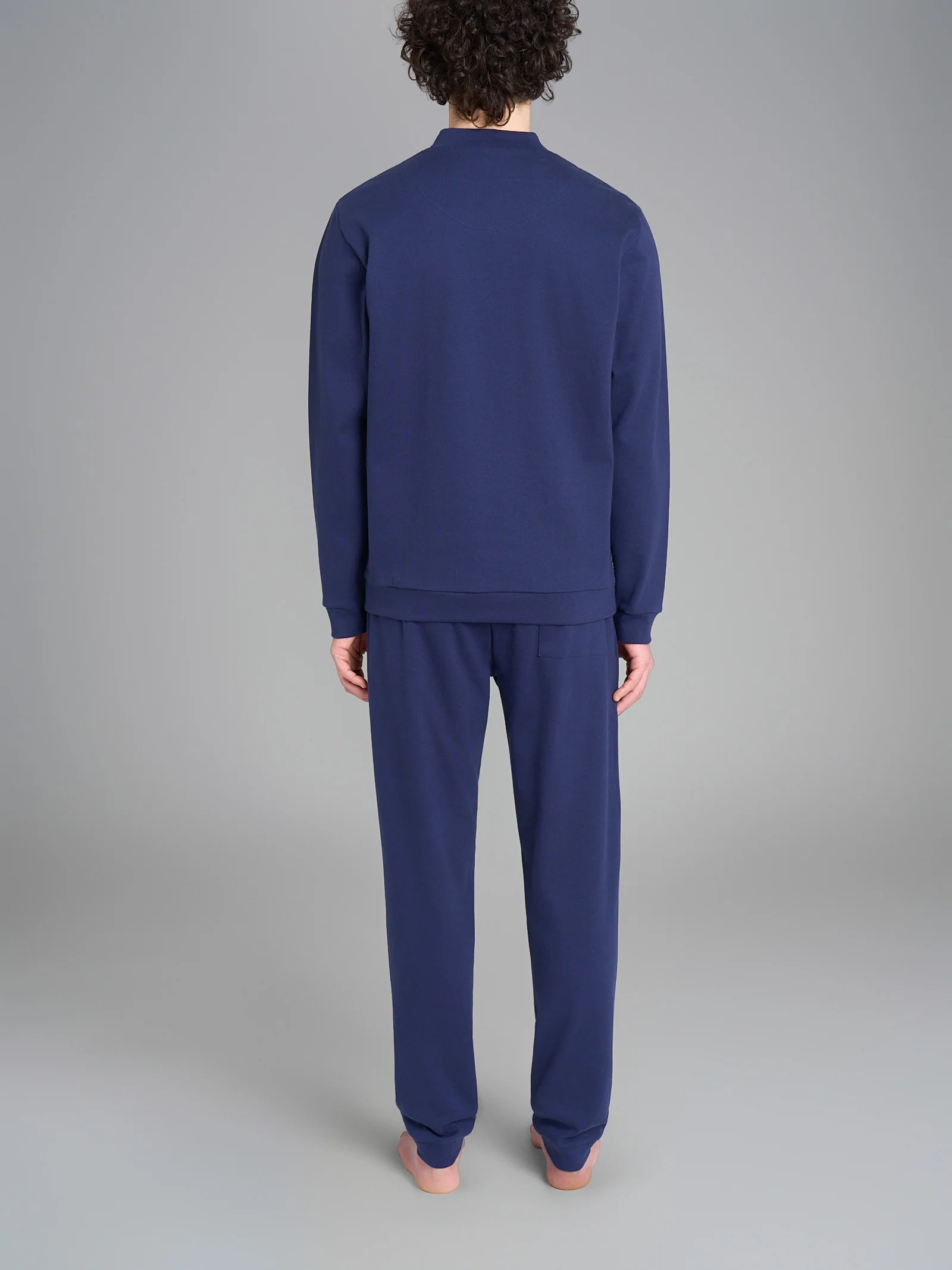 Pigiama tartan con scollo a V in interlock di cotone - Fant. High-rise - Image 2