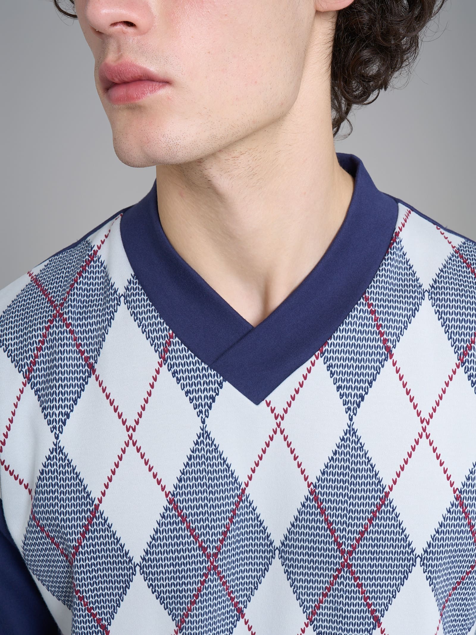 Pigiama tartan con scollo a V in interlock di cotone - Fant. High-rise - Image 3
