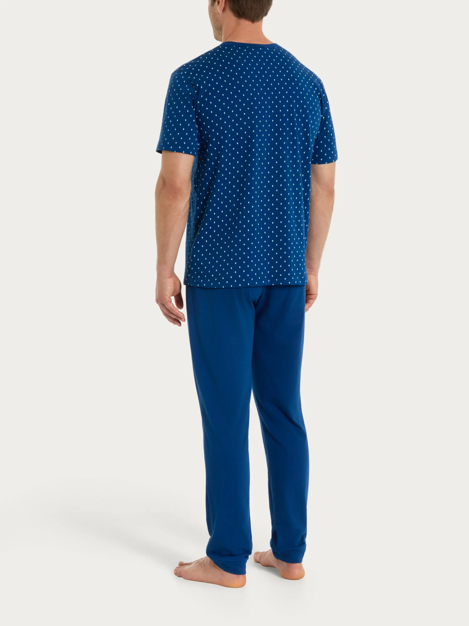Pigiama trittico con micro rombi in Jersey di Cotone - Fant. Navy Peony Cravatier - Image 3