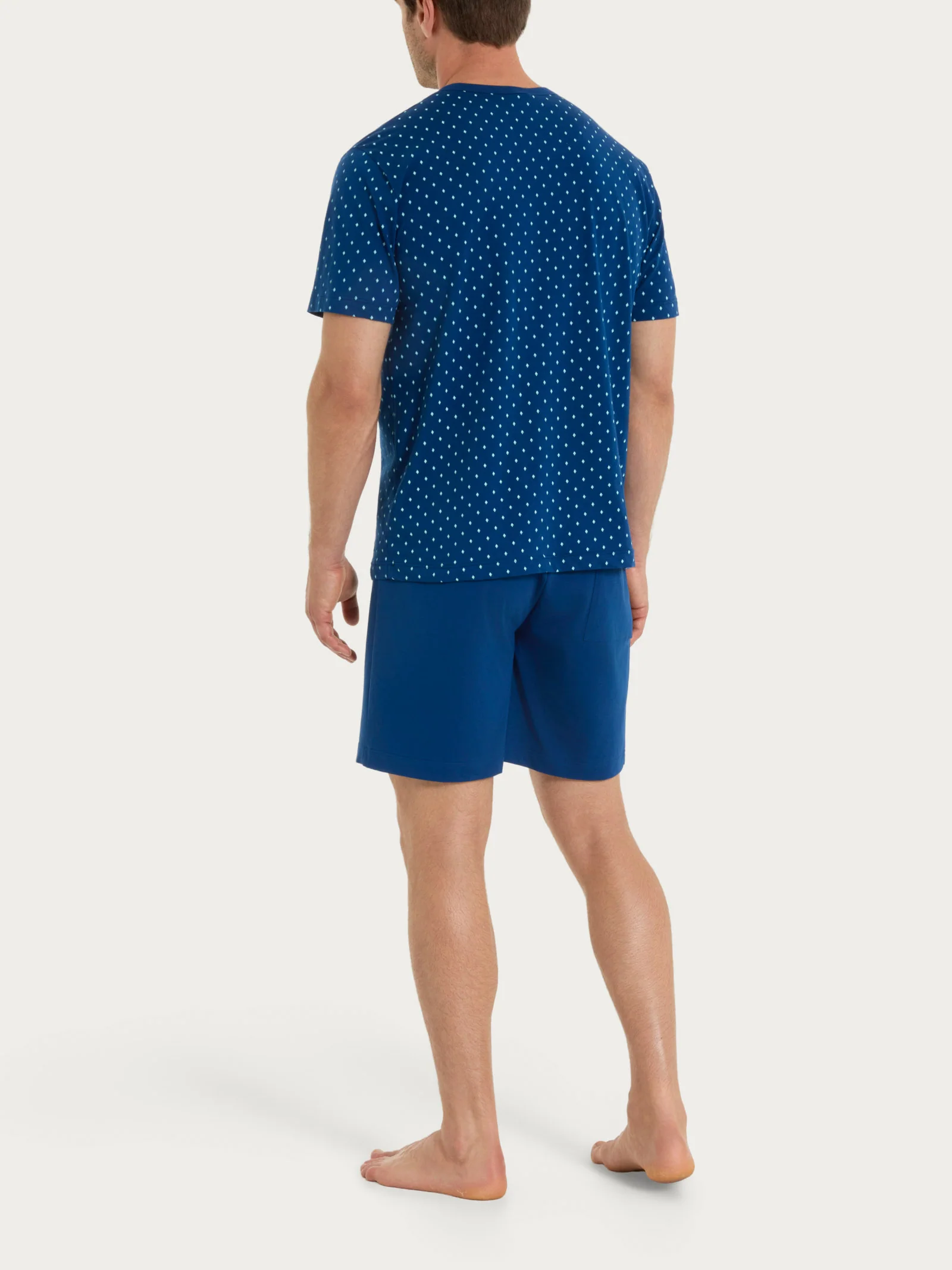 Pigiama trittico con micro rombi in Jersey di Cotone - Fant. Navy Peony Cravatier - Image 4