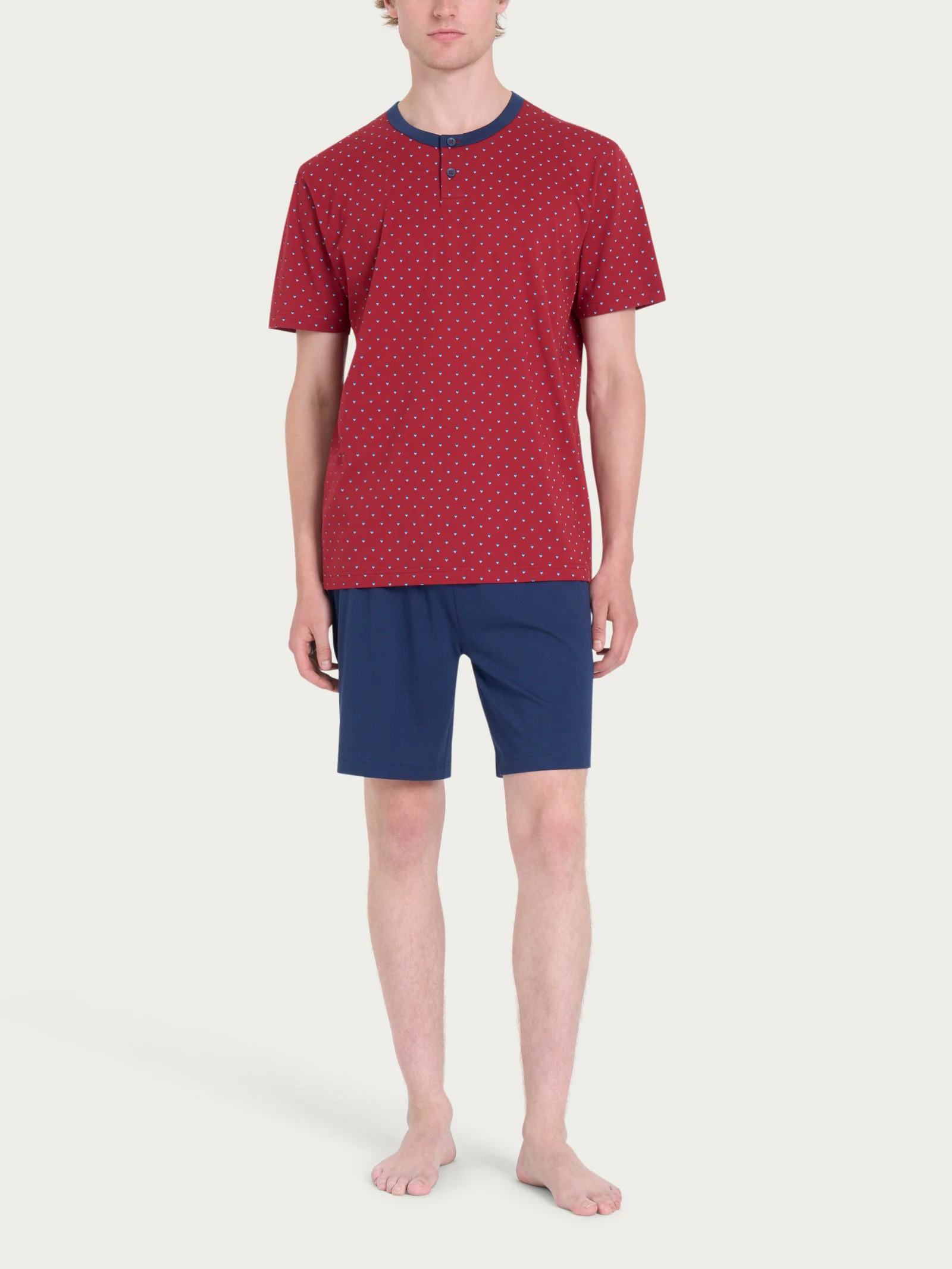 Pigiama trittico con stile geometrico in Jersey di Cotone - Fant. Biking Red - Image 2
