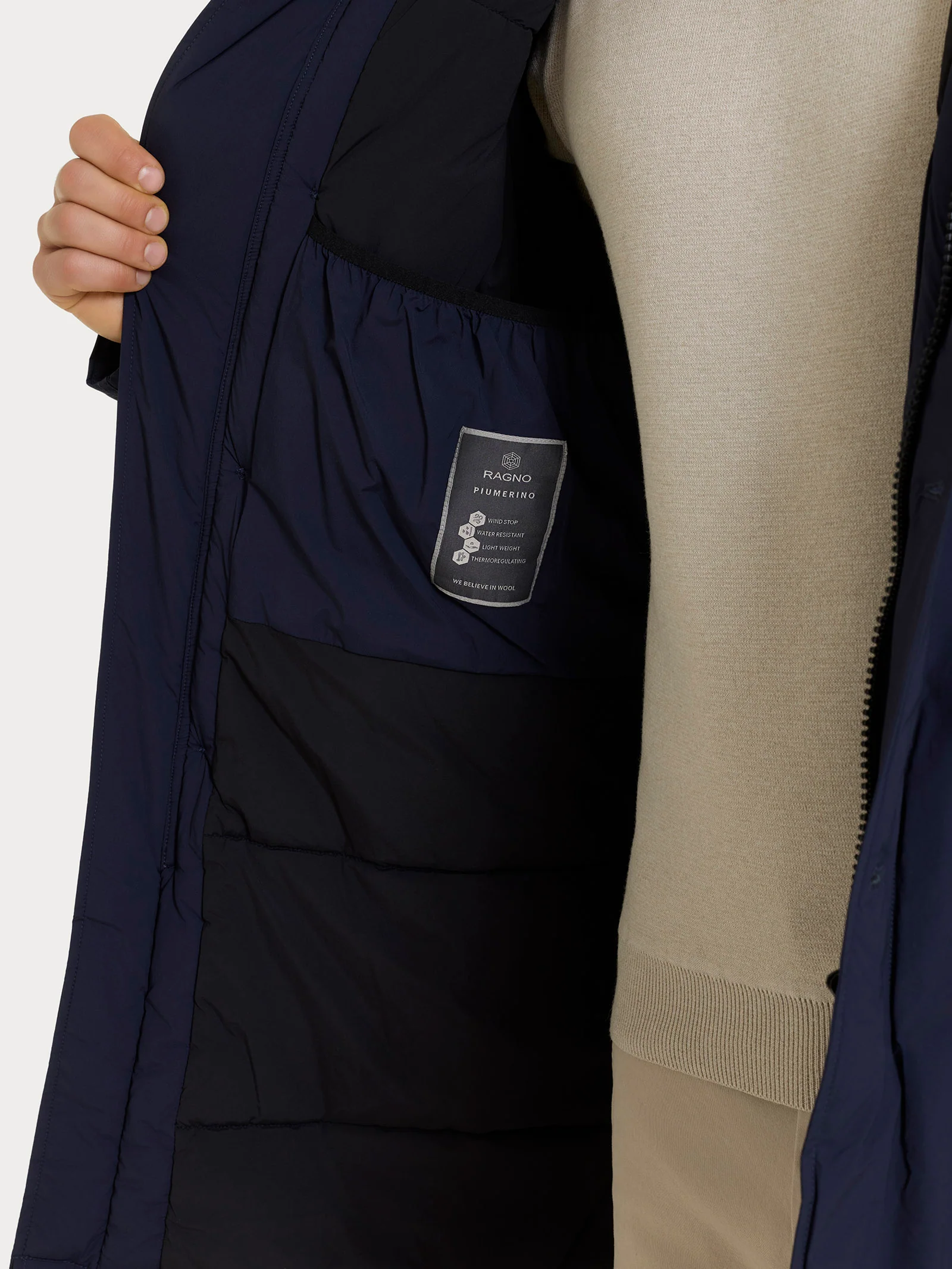 Piumerino Anorak imbottito in lana  - Navy - Image 7