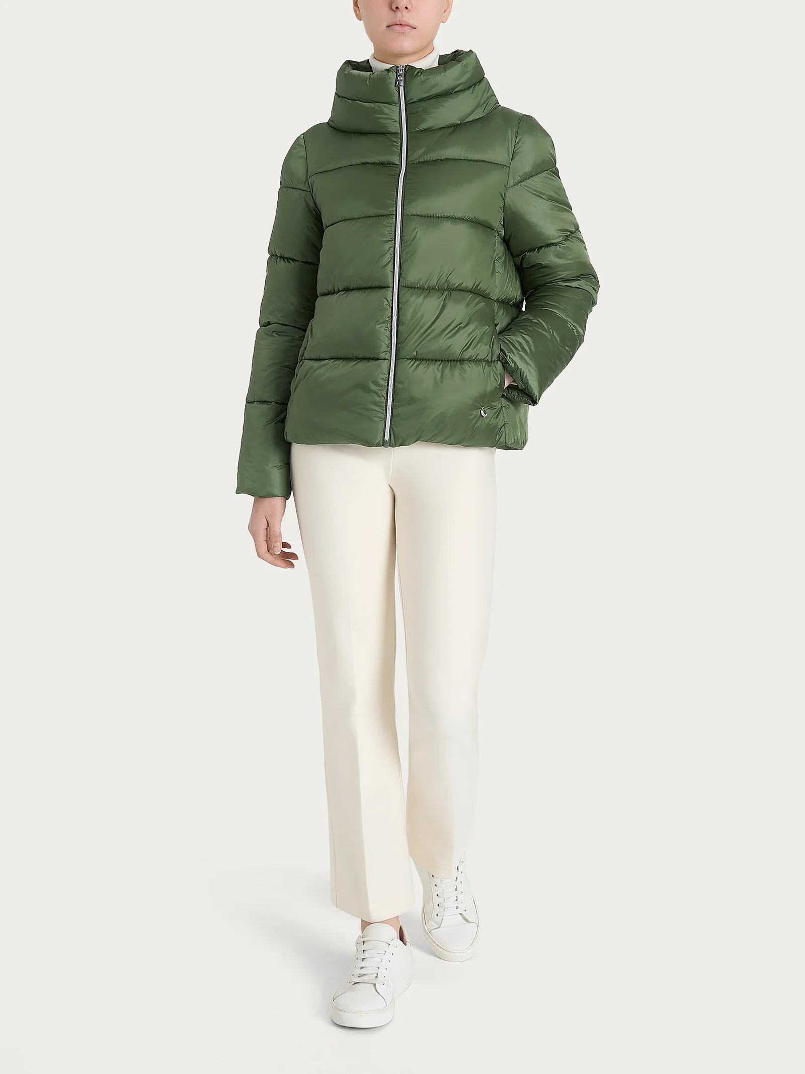 Piumino con collo alto in Vegan Down - Bronze Green - Image 4