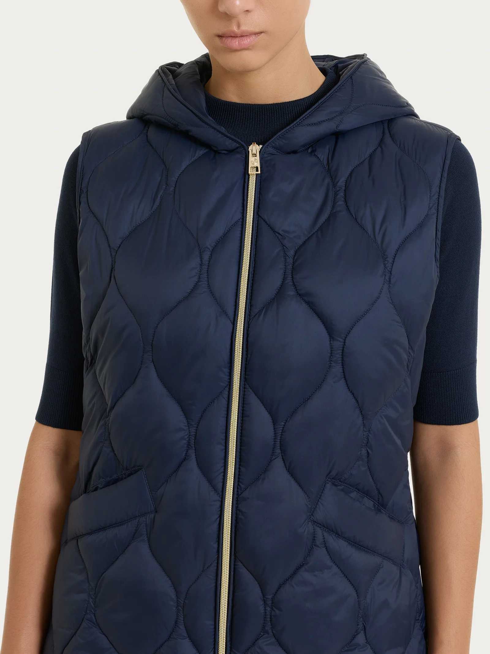 Piumino smanicato con cappuccio Onion Quilt - Bleu - Image 5
