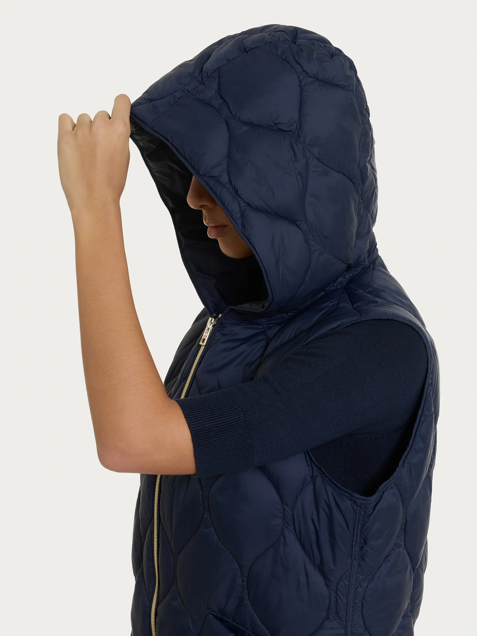 Piumino smanicato con cappuccio Onion Quilt - Bleu - Image 6