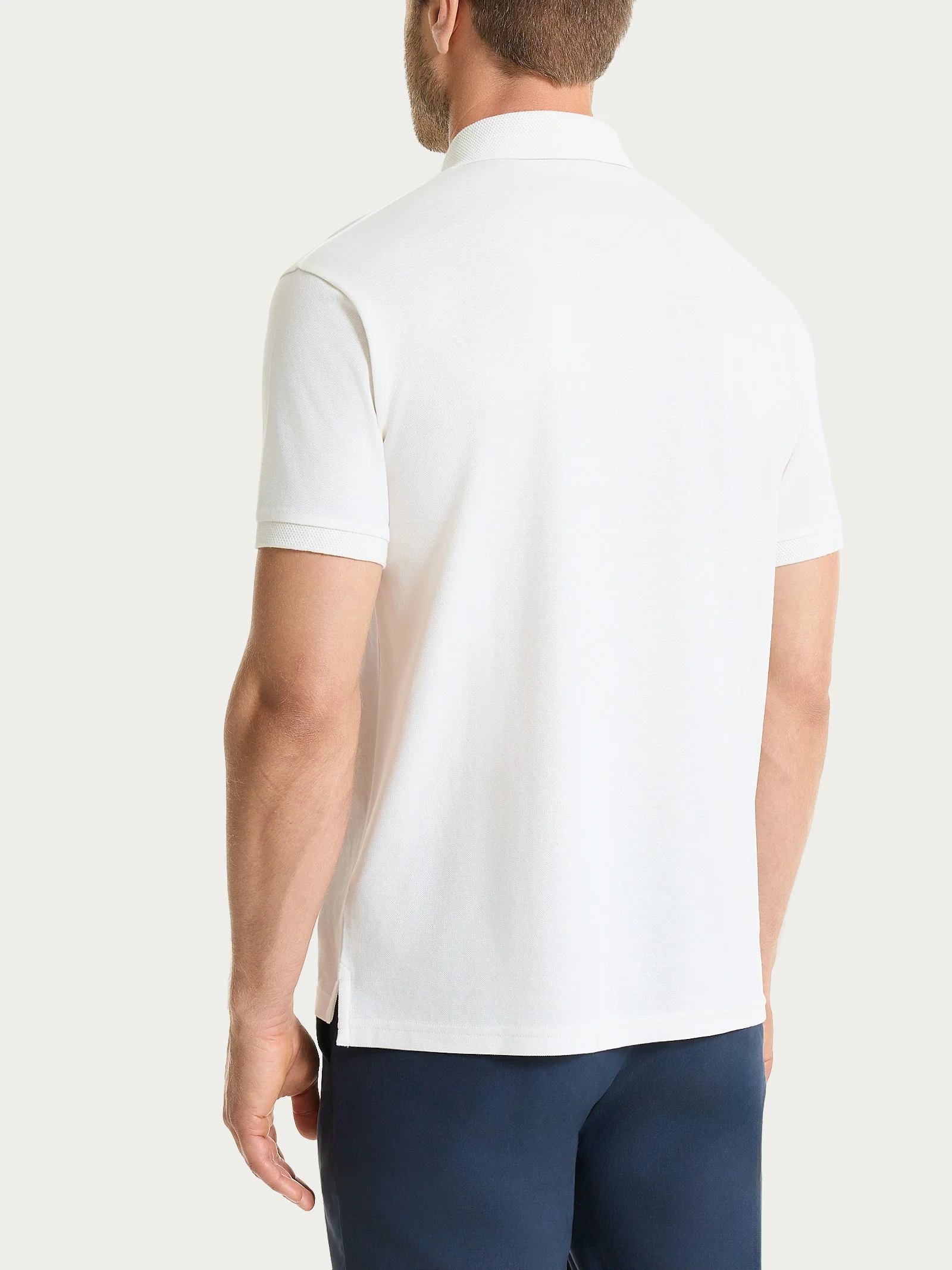 Polo a manica corta in Cotone Piquet Double Mercerized - Bianco - Image 2