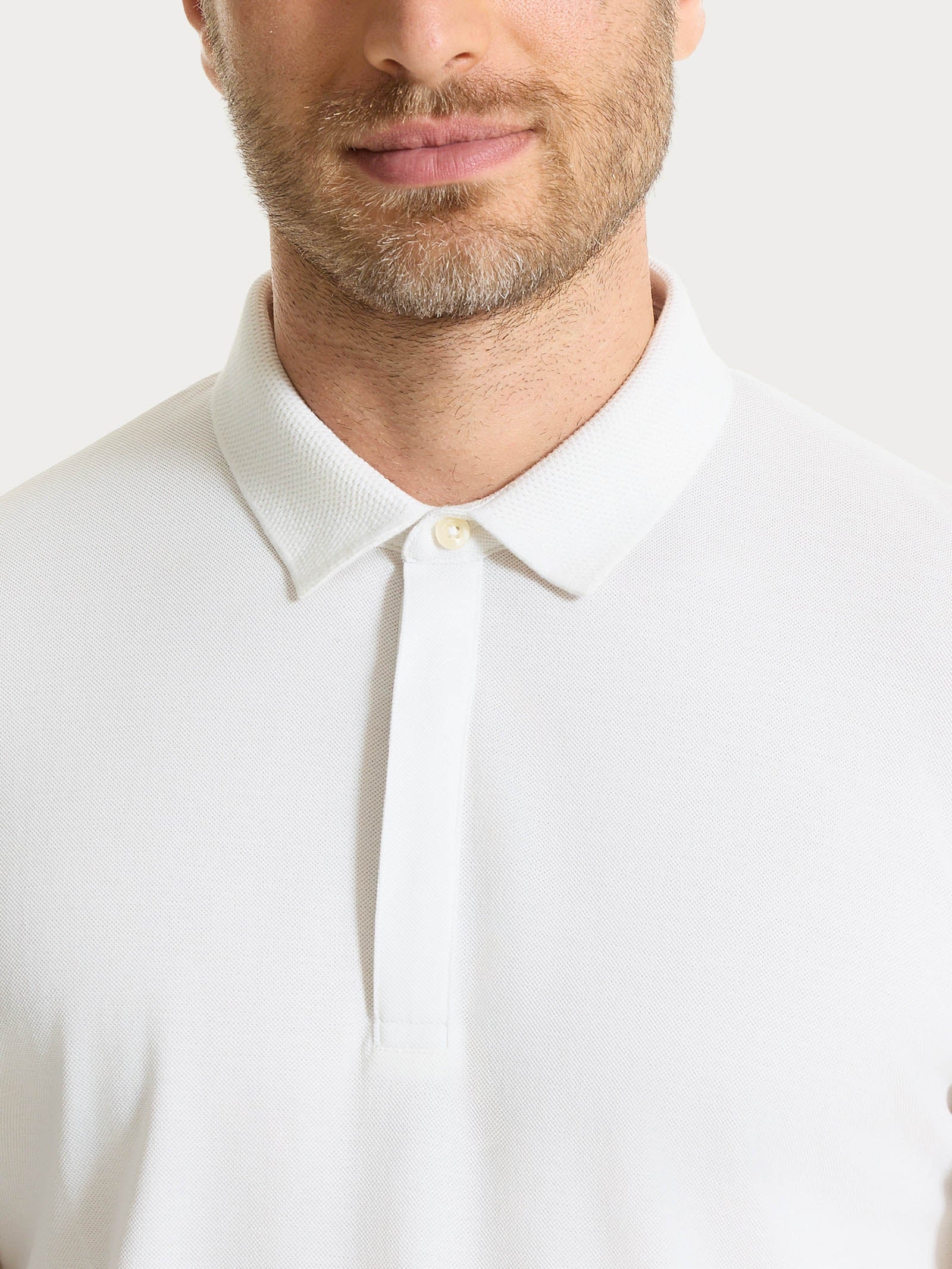 Polo a manica corta in Cotone Piquet Double Mercerized - Bianco - Image 3
