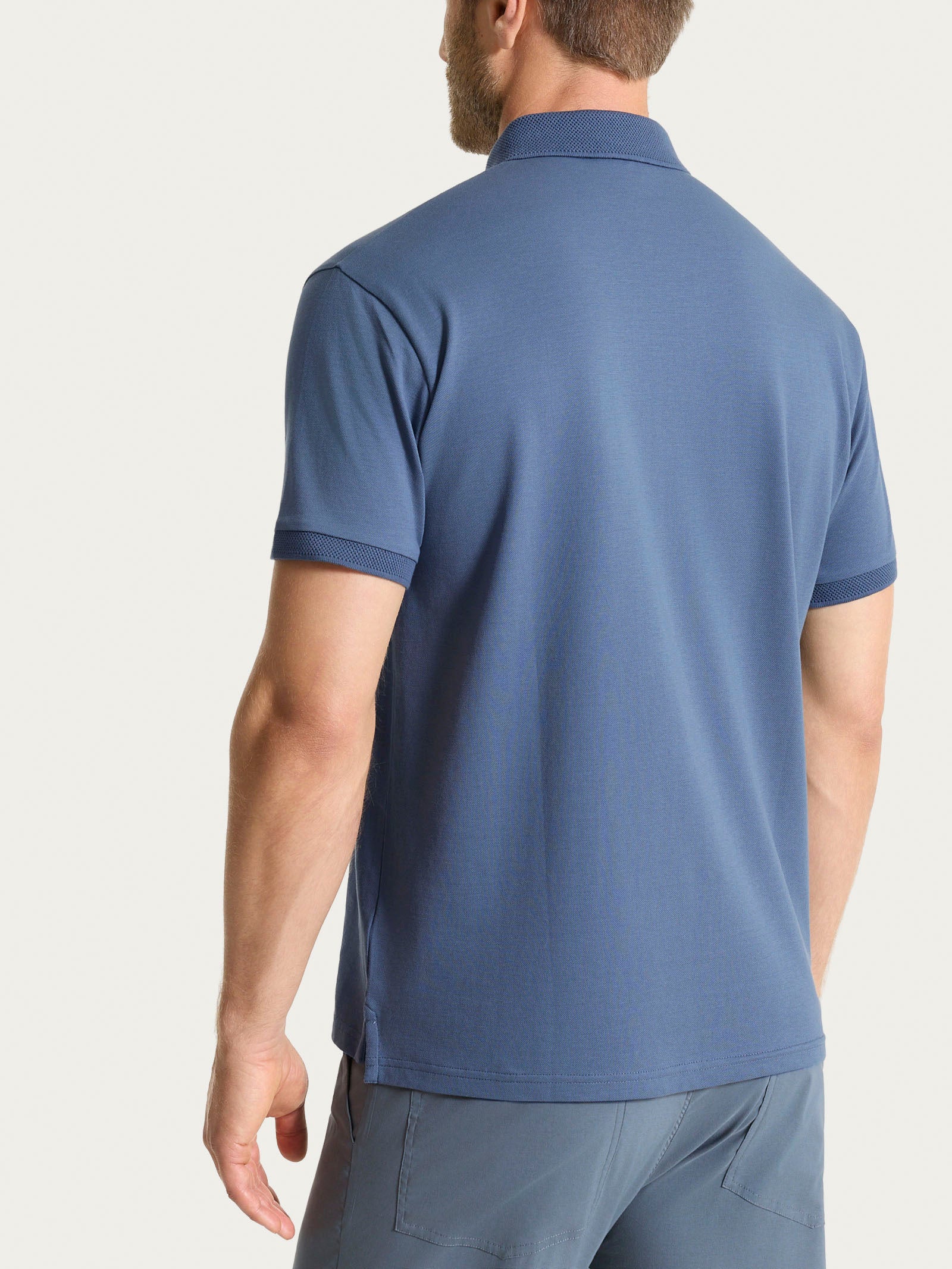 Polo a manica corta in Cotone Piquet Double Mercerized - Vintage Indigo - Image 2