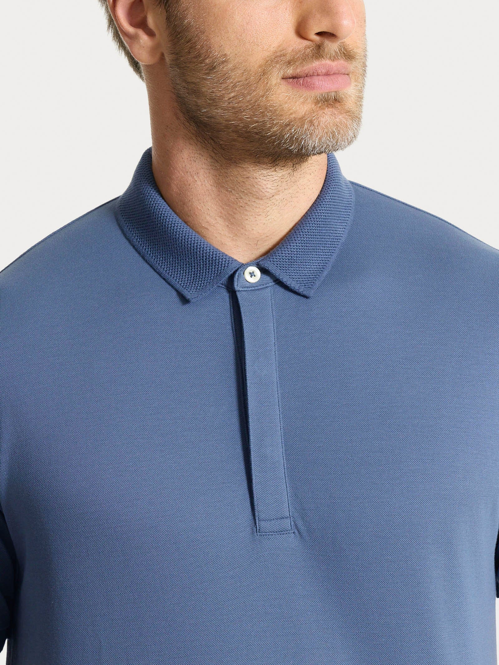 Polo a manica corta in Cotone Piquet Double Mercerized - Vintage Indigo - Image 3