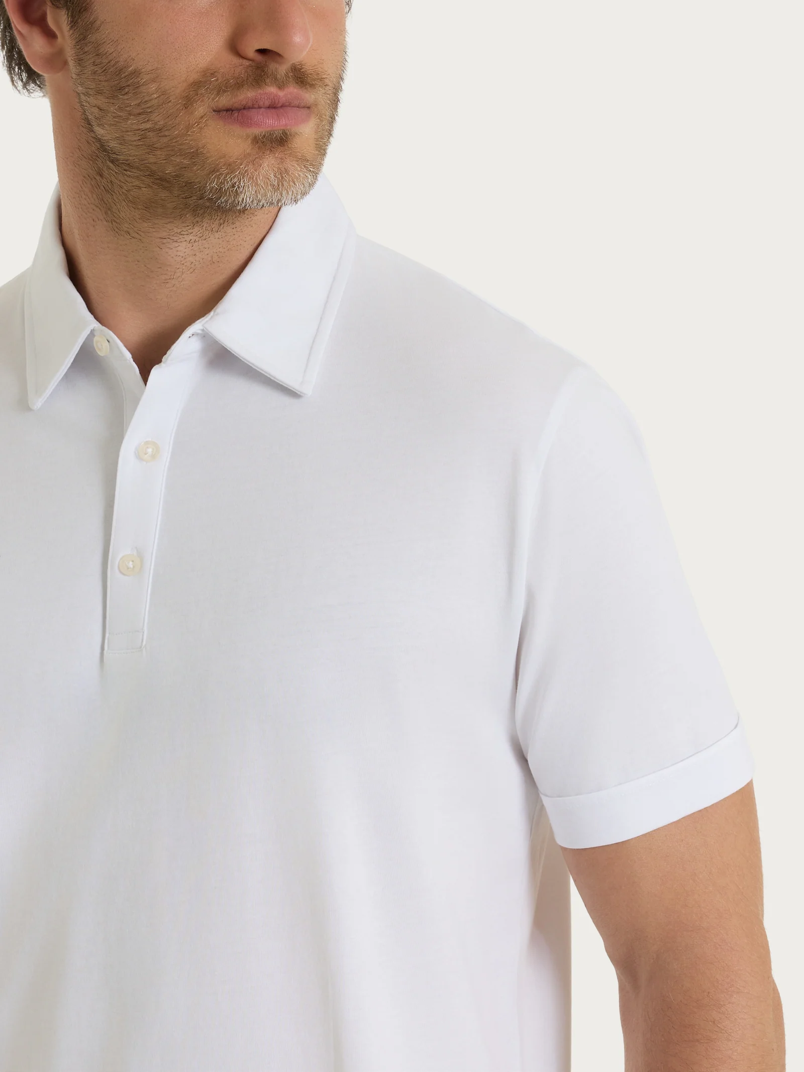 Polo a manica corta in Jersey Double Mercerized - Bianco - Image 3