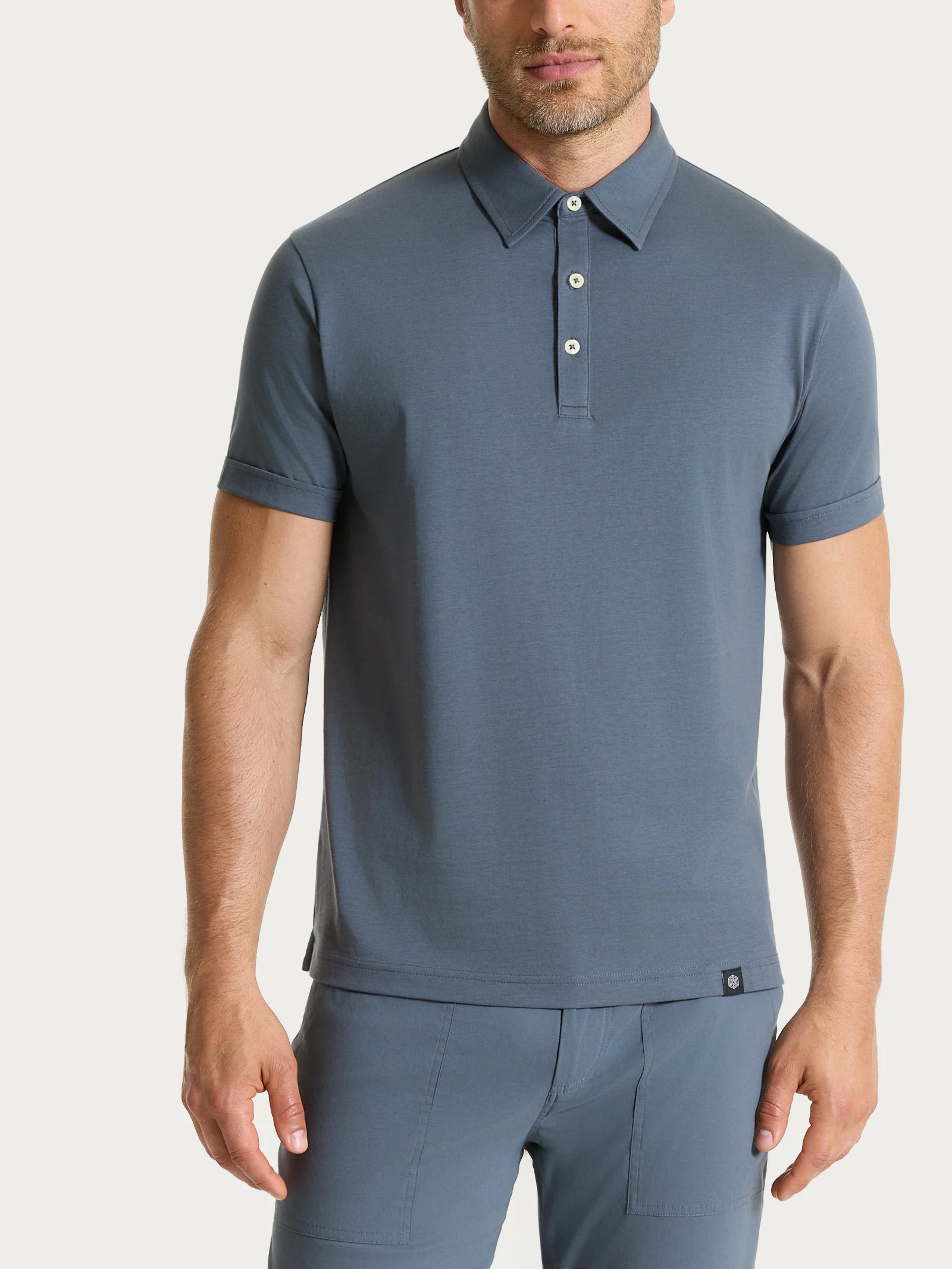 Polo a manica corta in Jersey Double Mercerized - Turbulence - Image 2