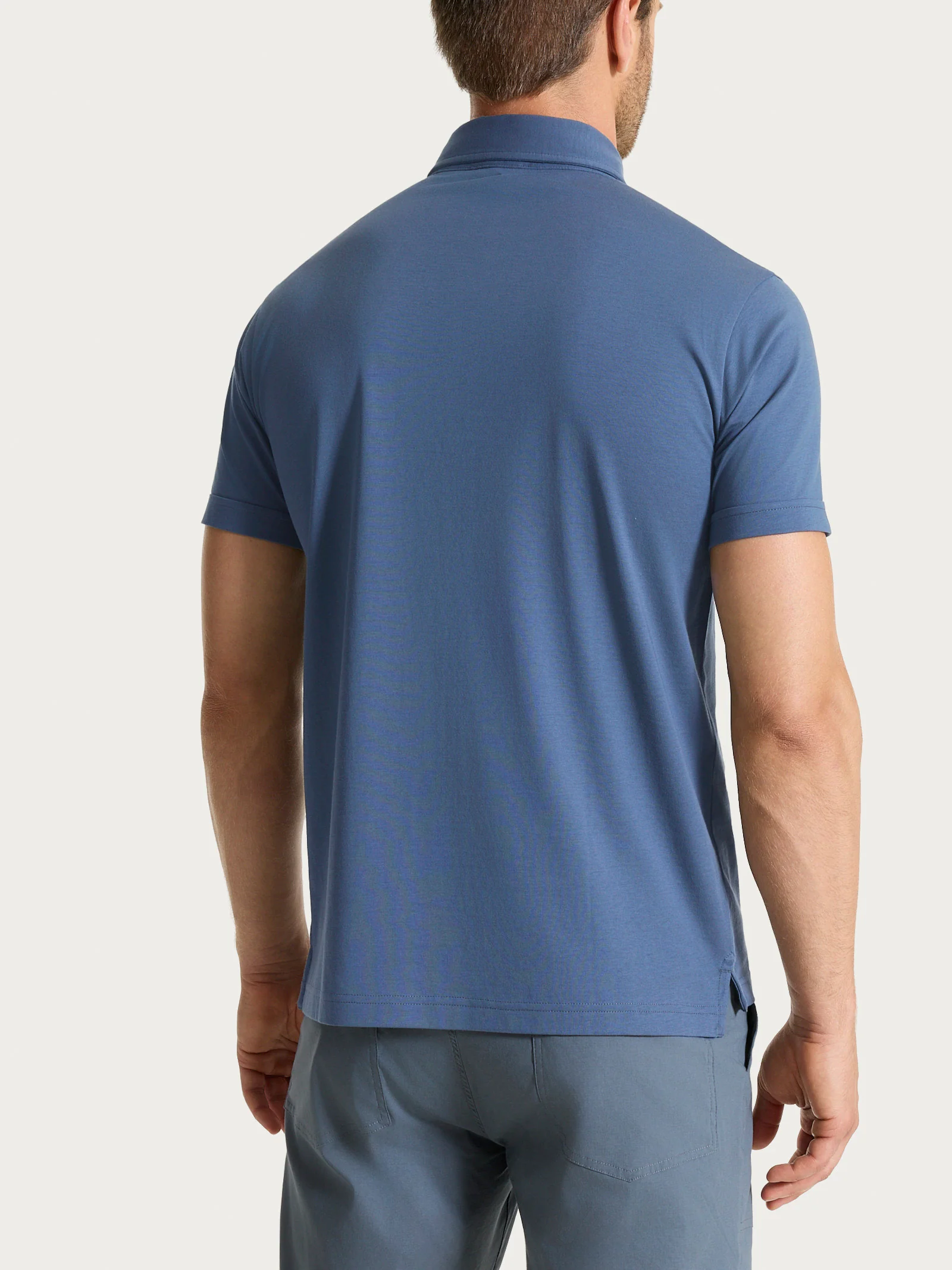 Polo a manica corta in Jersey Double Mercerized - Vintage Indigo - Image 2