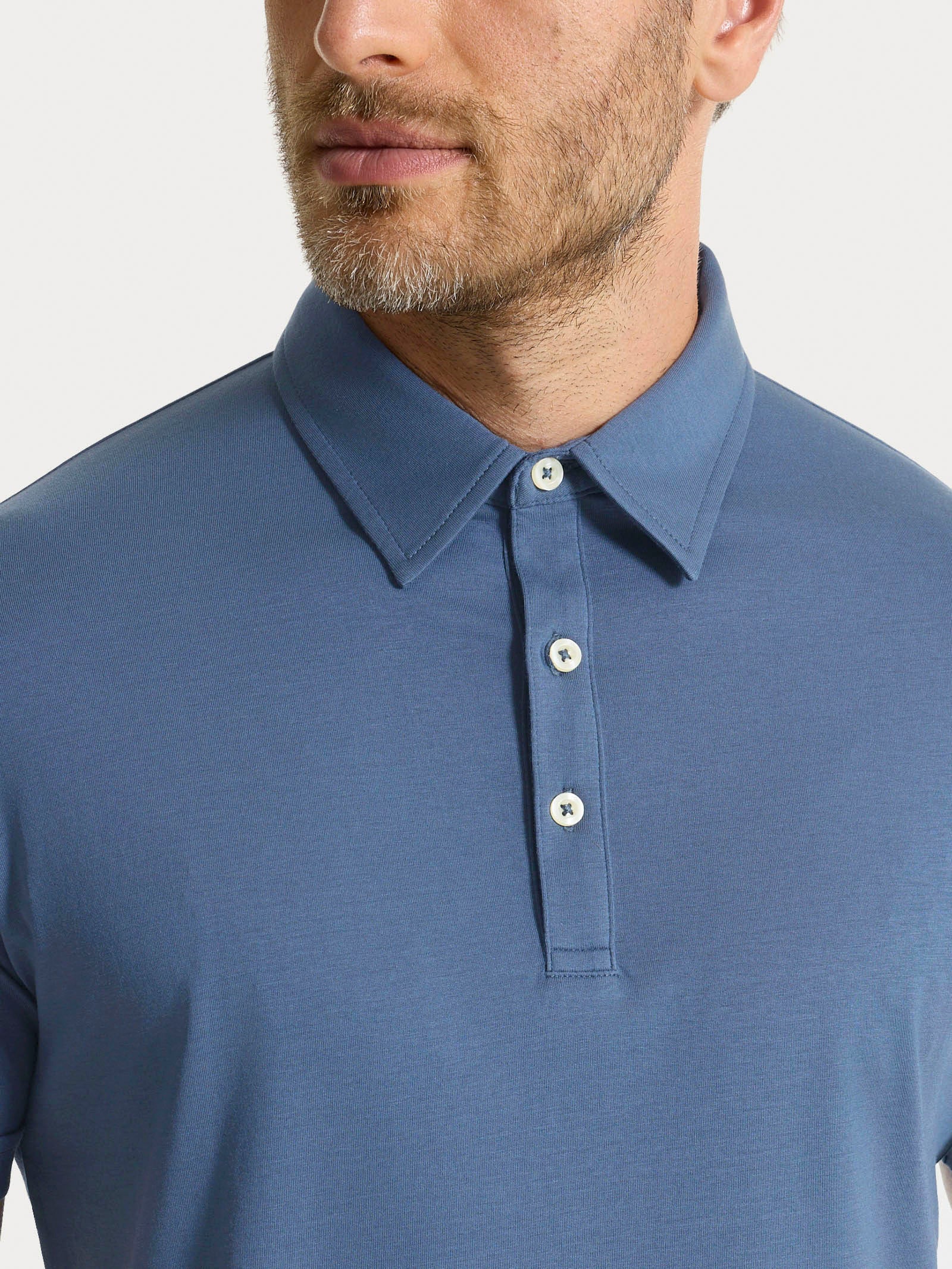 Polo a manica corta in Jersey Double Mercerized - Vintage Indigo - Image 3