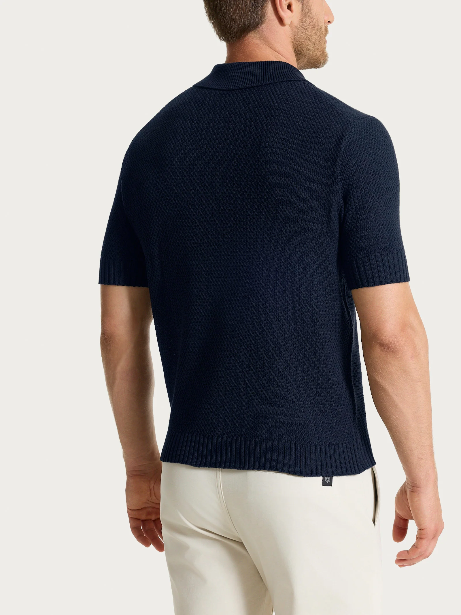 Polo con manica corta a punto maglia in Puro Cotone - Outer Space - Image 2