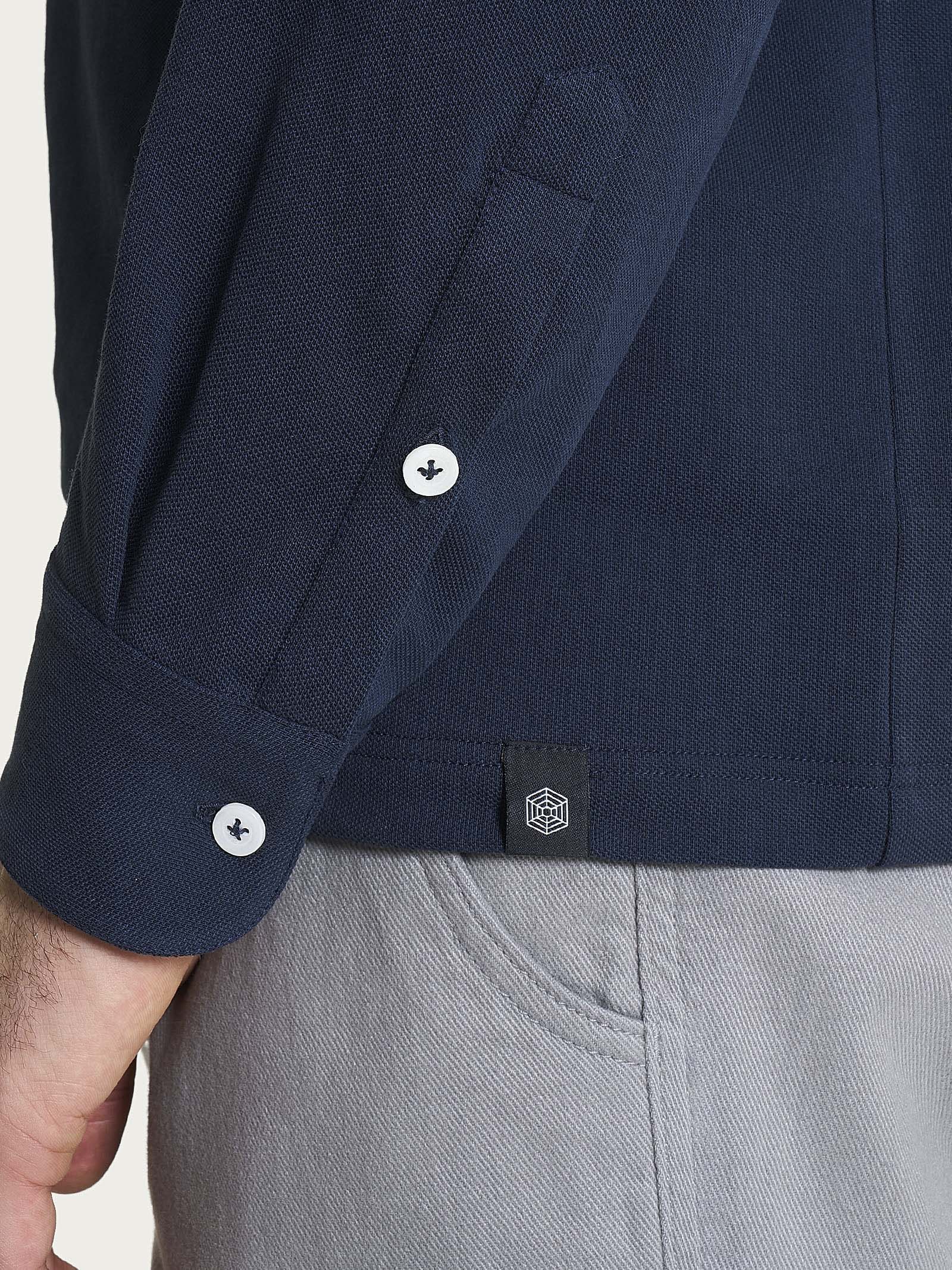 Polo con manica lunga in Eco Cotton Piquet Stretch - Outer Space - Image 3