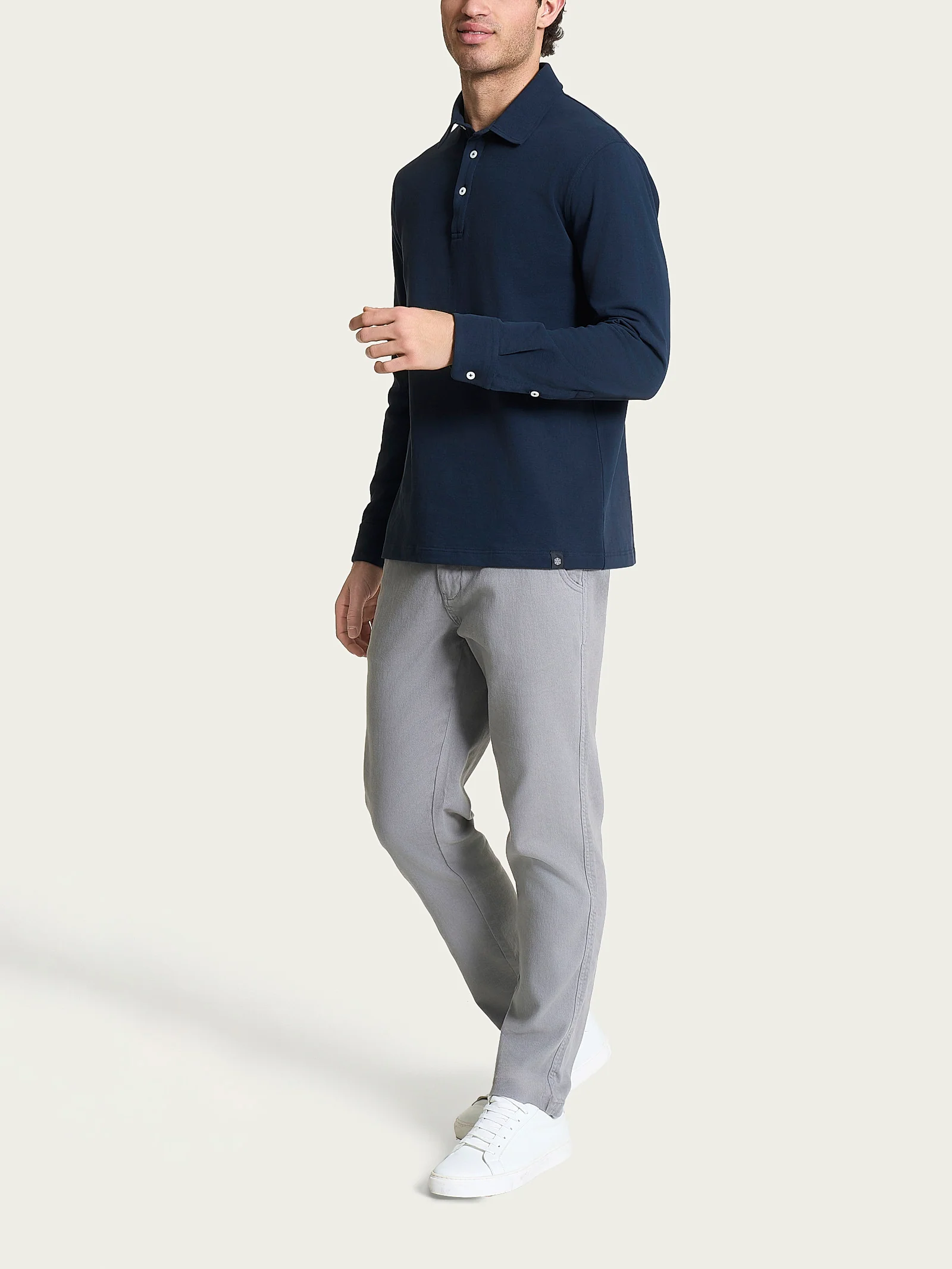 Polo con manica lunga in Eco Cotton Piquet Stretch - Outer Space - Image 4