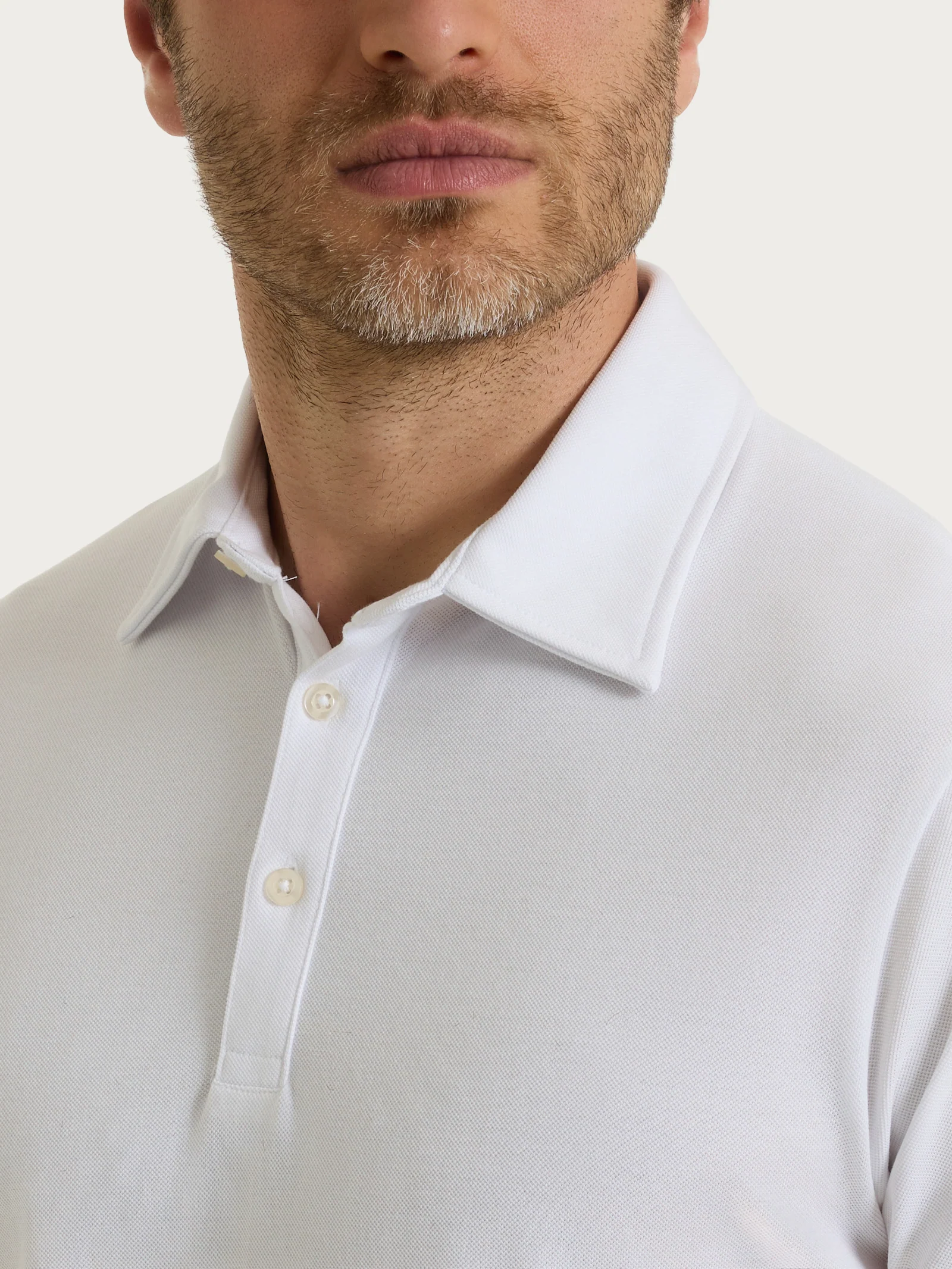 Polo in Cotone Piquet Double Mercerized - Bianco - Image 4