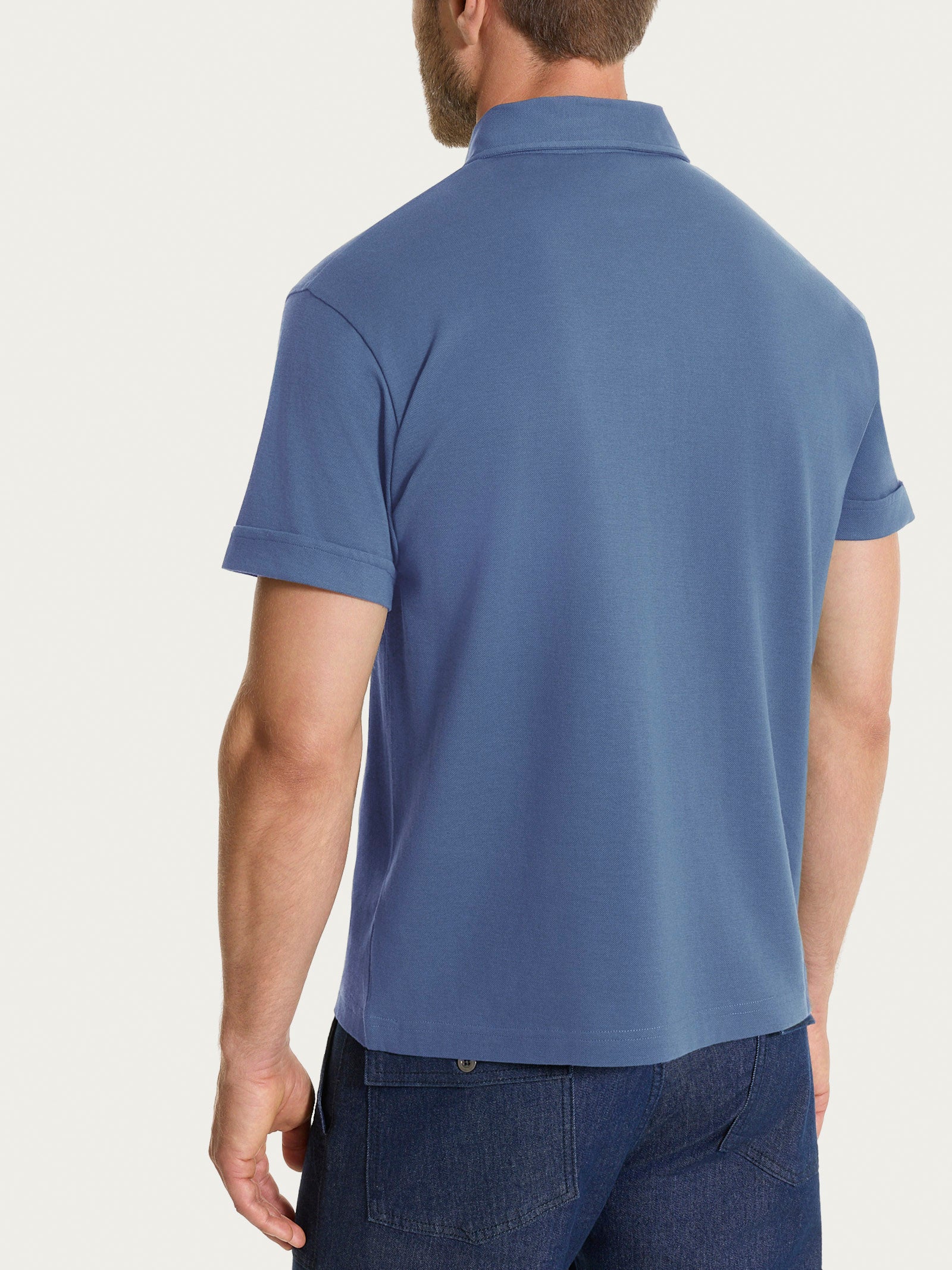 Polo in Cotone Piquet Double Mercerized - Vintage Indigo - Image 2