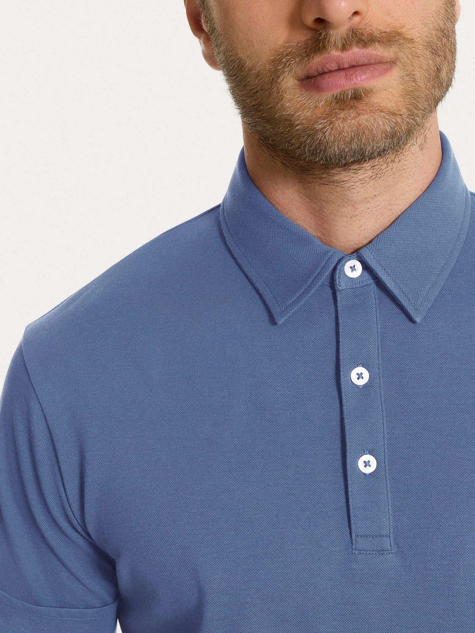 Polo in Cotone Piquet Double Mercerized - Vintage Indigo - Image 4