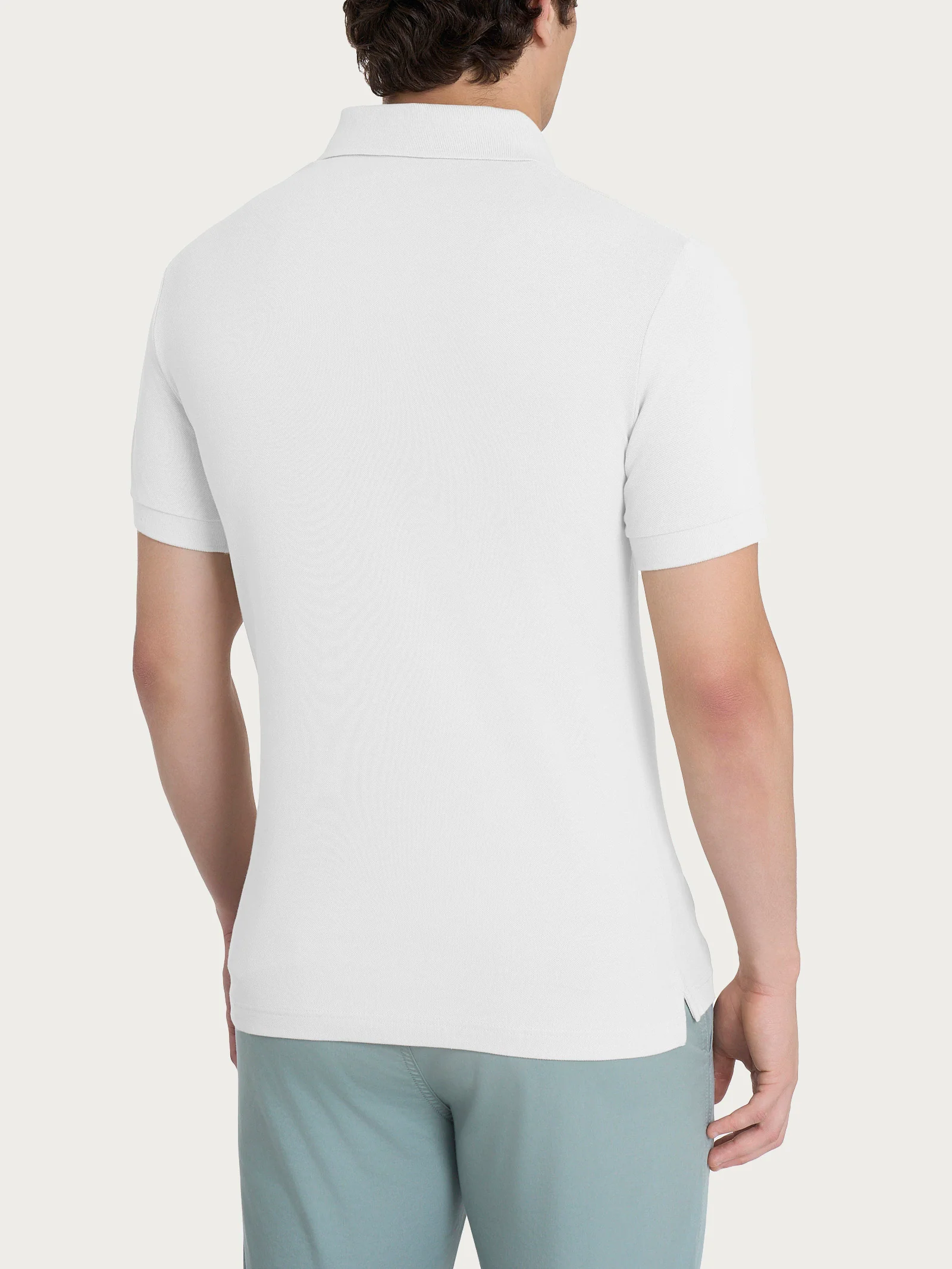 Polo in Eco Cotton Piquet Stretch - Bianco - Image 2