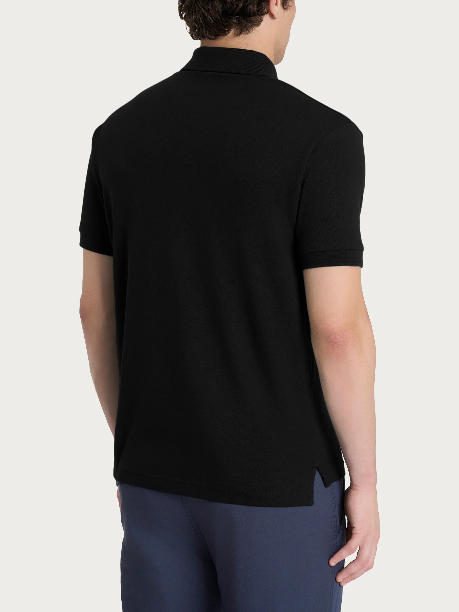 Polo in Eco Cotton Piquet Stretch - Nero - Image 2