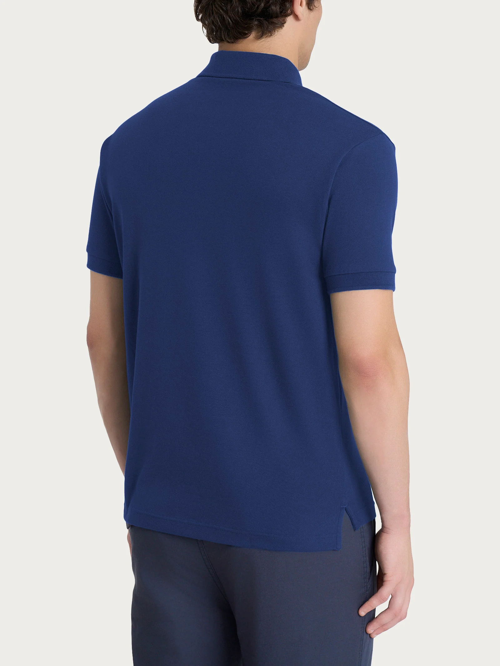 Polo in Eco Cotton Piquet Stretch - Blueberry - Image 2