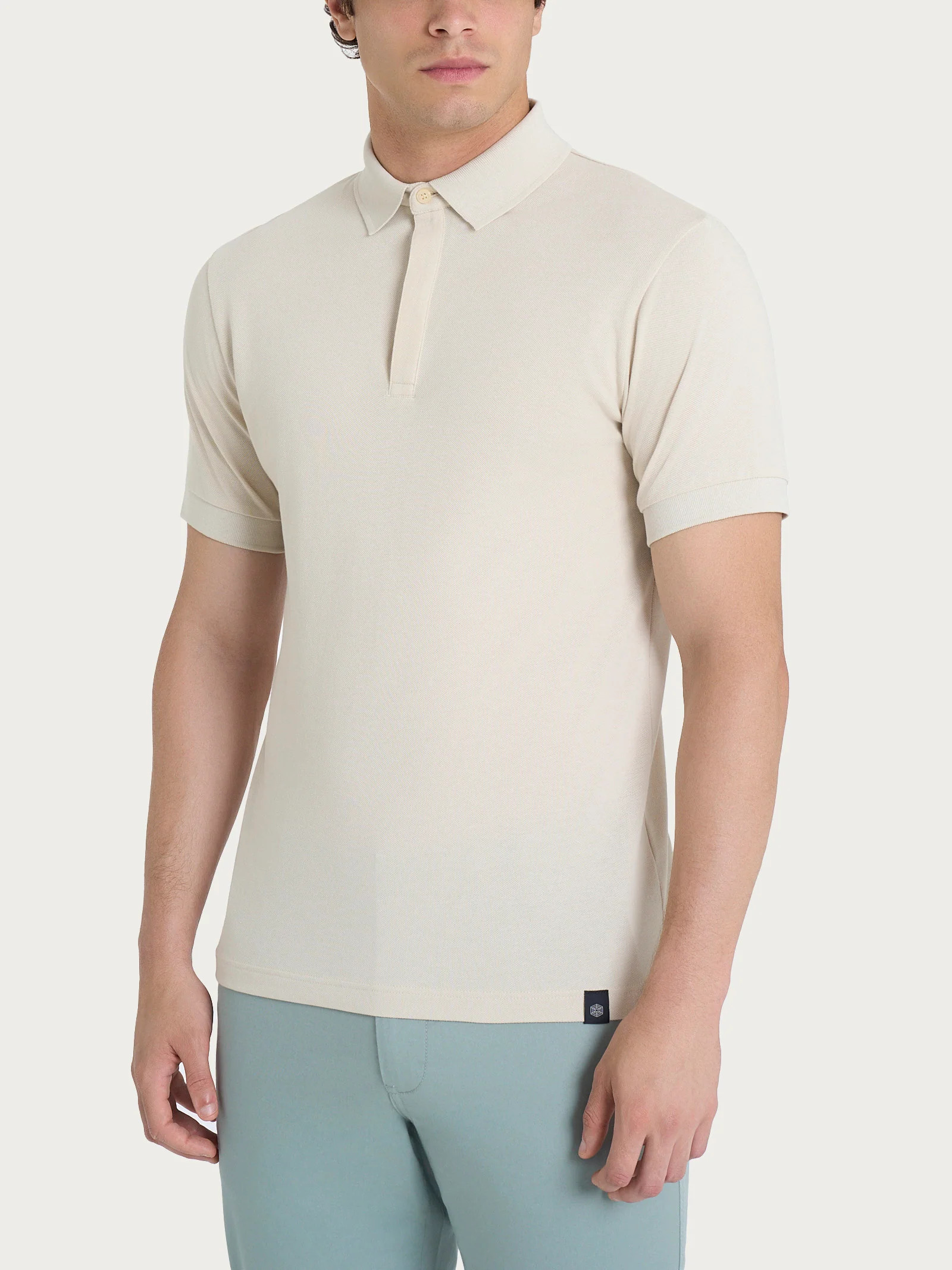 Polo in Eco Cotton Piquet Stretch - Champignon