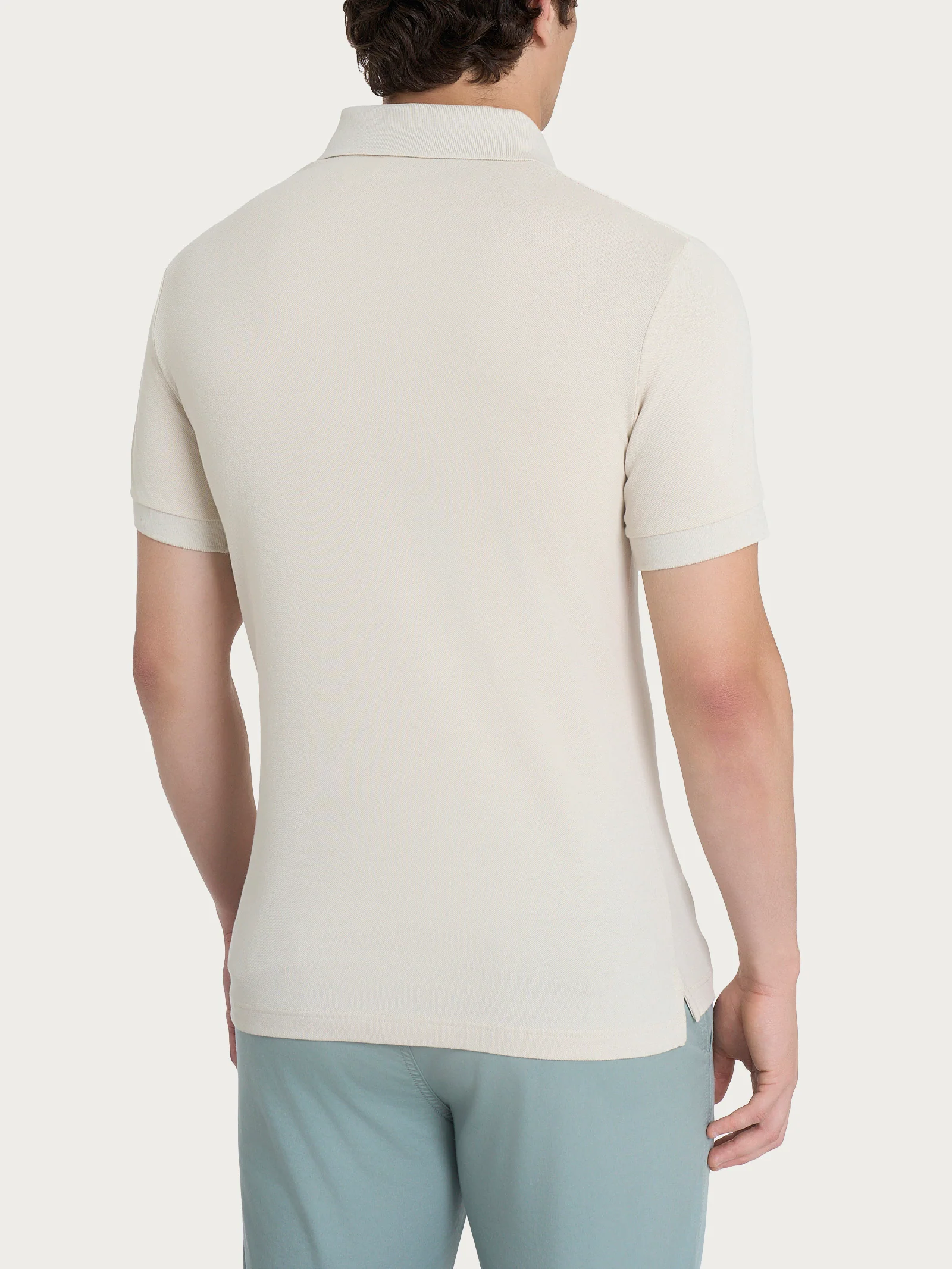 Polo in Eco Cotton Piquet Stretch - Champignon - Image 2