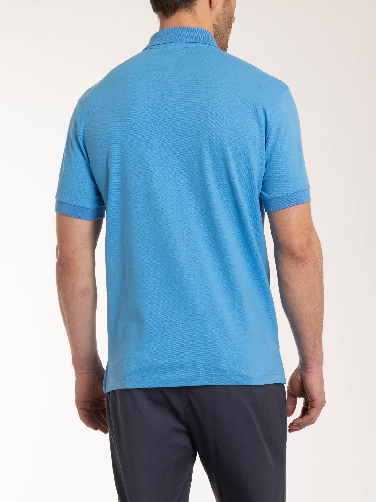 Polo in Eco Cotton Piquet Stretch - Azure Blue - Image 2