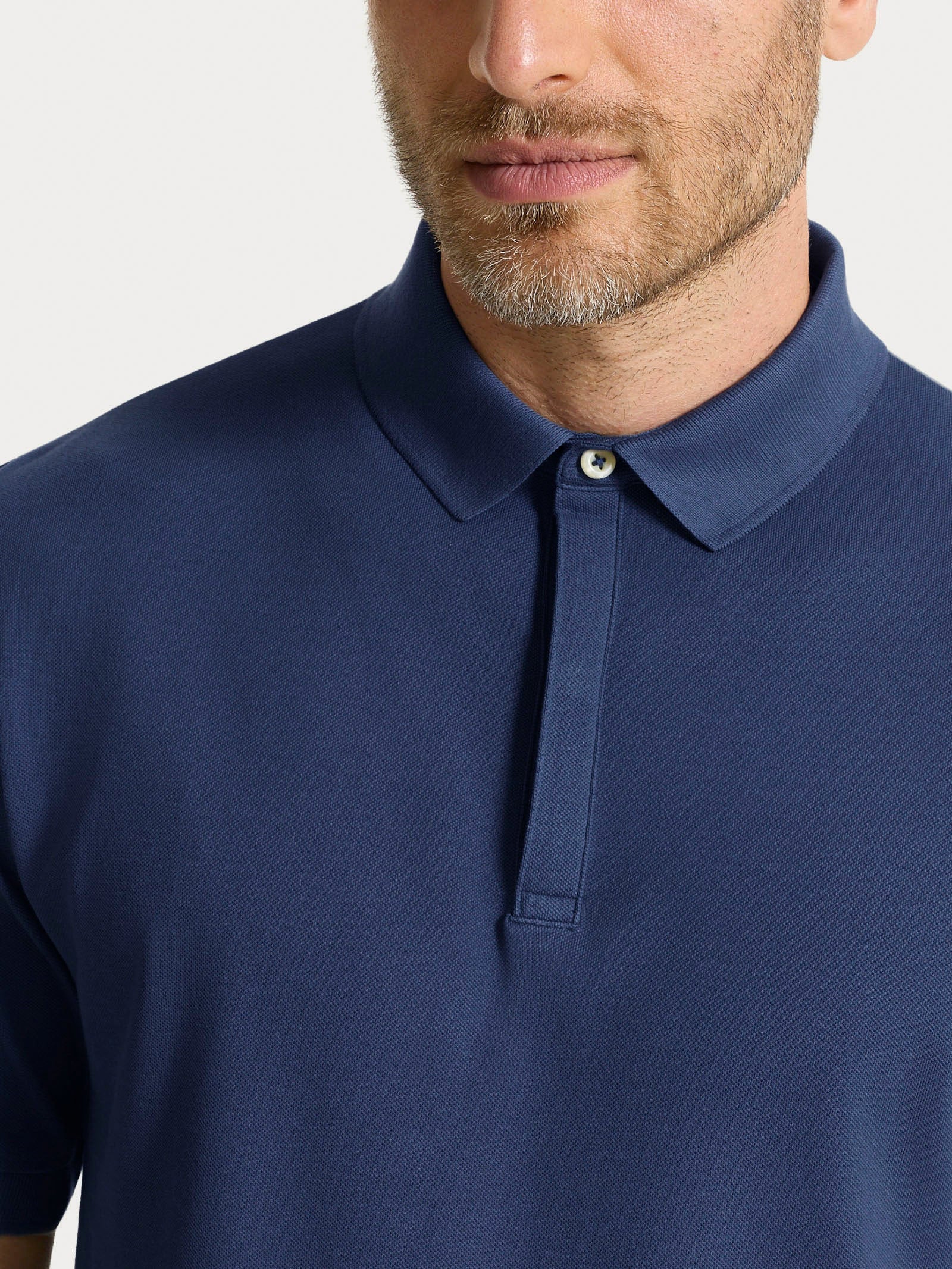 Polo in Eco Cotton Piquet Stretch - Naval Academy - Image 3