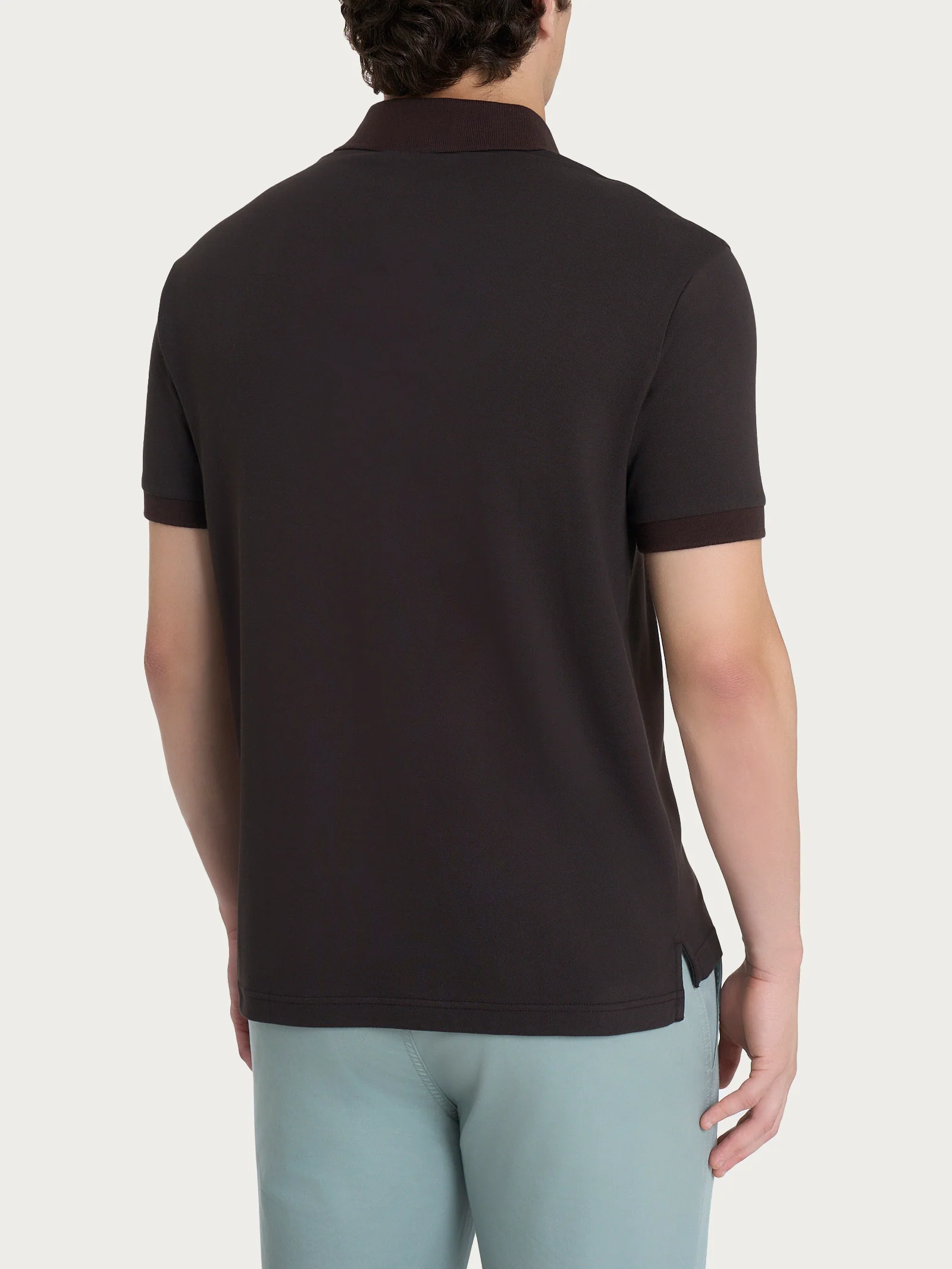Polo in Eco Cotton Piquet Stretch - Chocolate Torte - Image 2