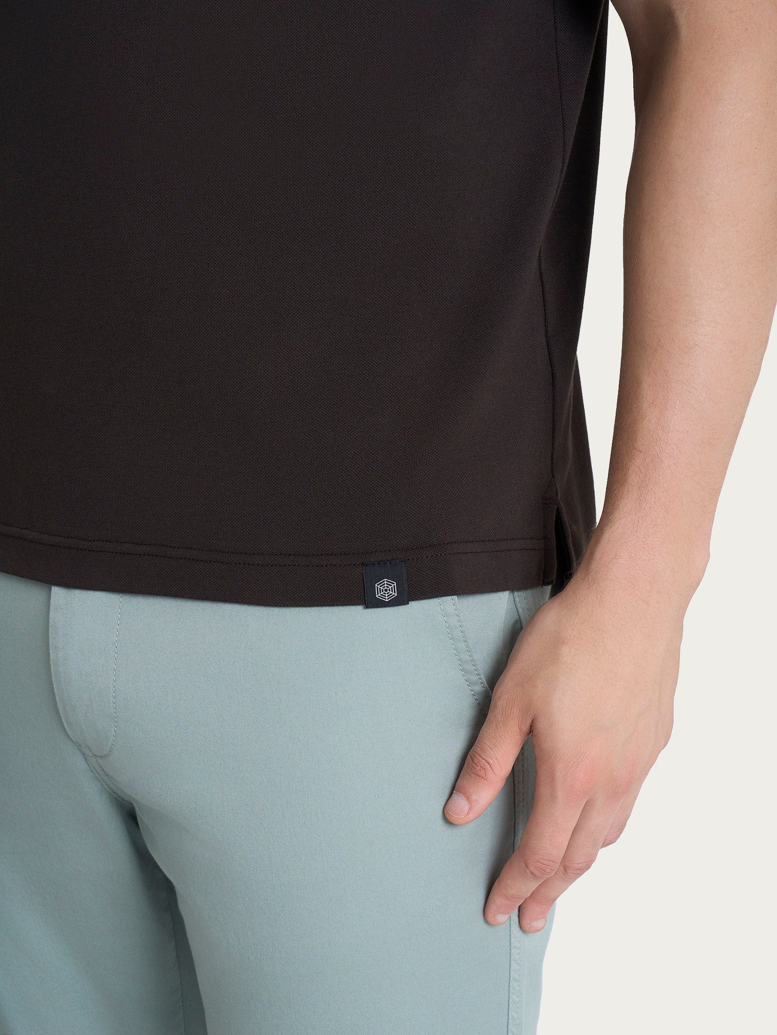Polo in Eco Cotton Piquet Stretch - Chocolate Torte - Image 3