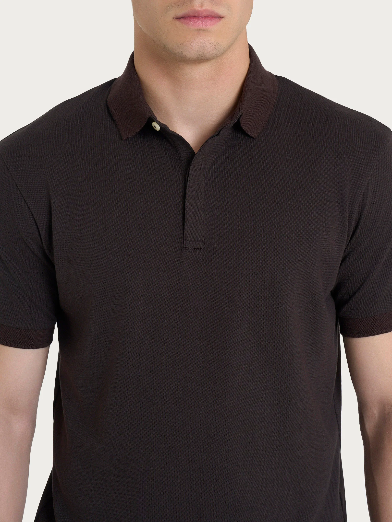 Polo in Eco Cotton Piquet Stretch - Chocolate Torte - Image 4