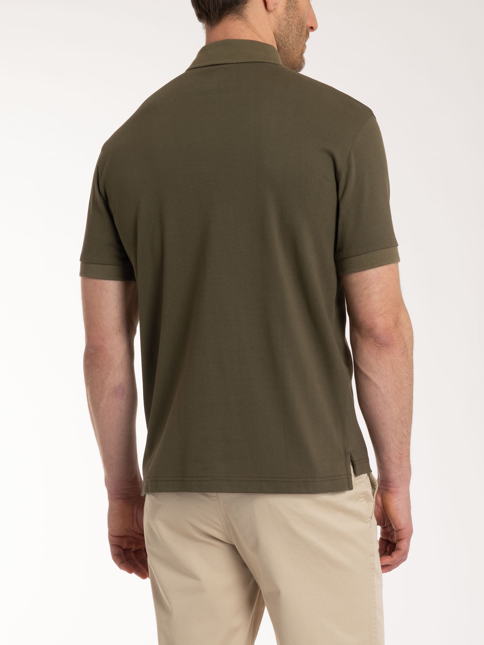 Polo in Eco Cotton Piquet Stretch - Dark Olive - Image 2