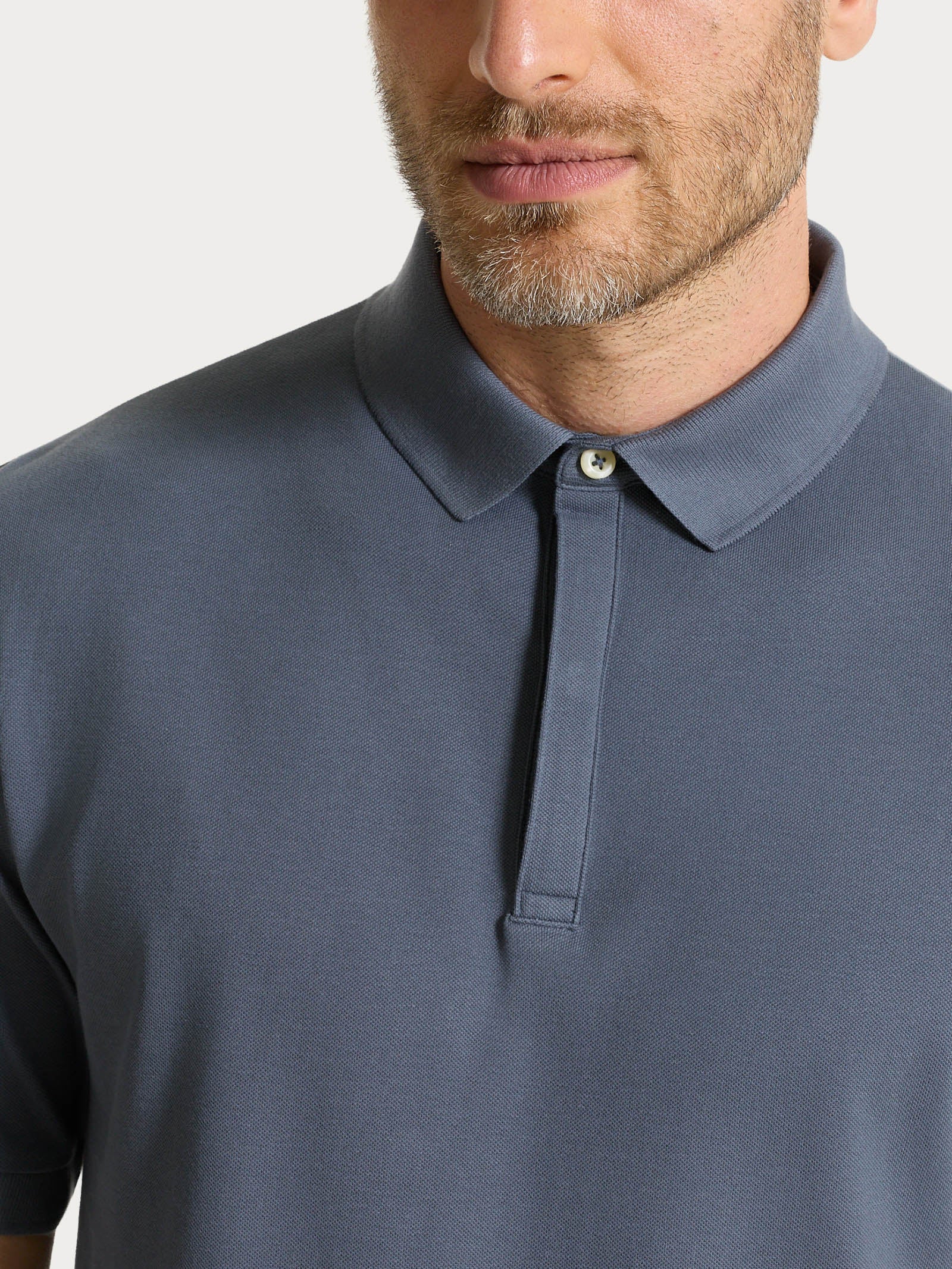Polo in Eco Cotton Piquet Stretch - Turbulence - Image 4