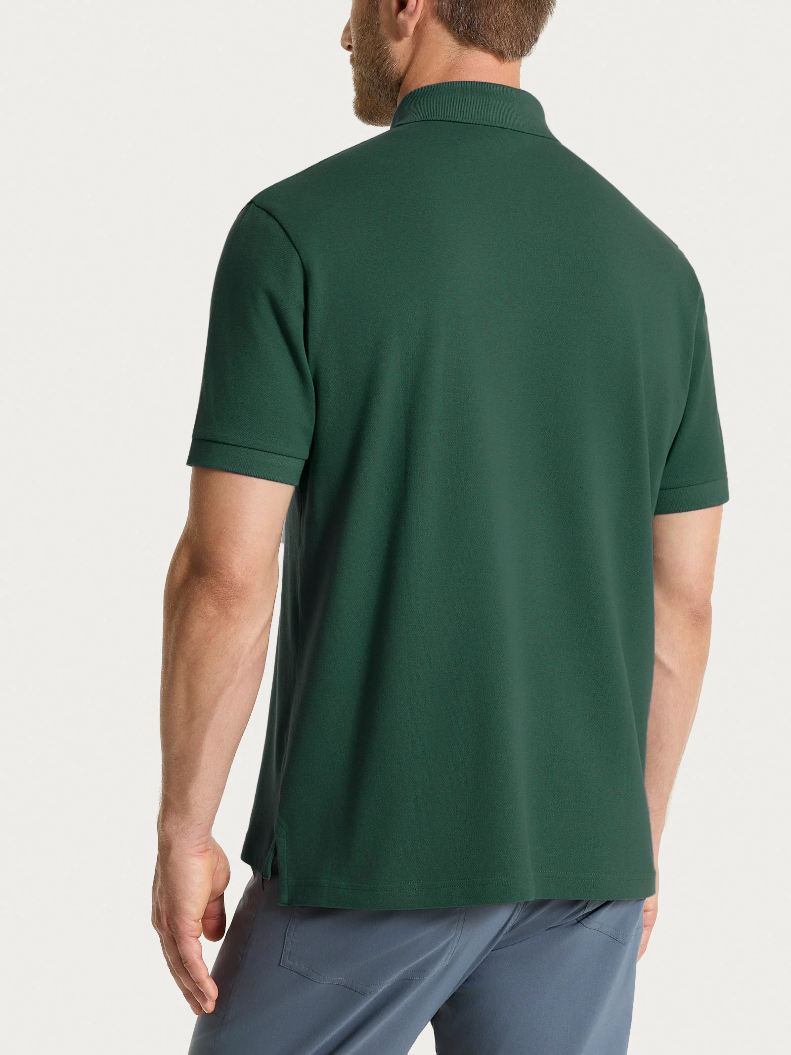 Polo in Eco Cotton Piquet Stretch - Pineneedle - Image 2